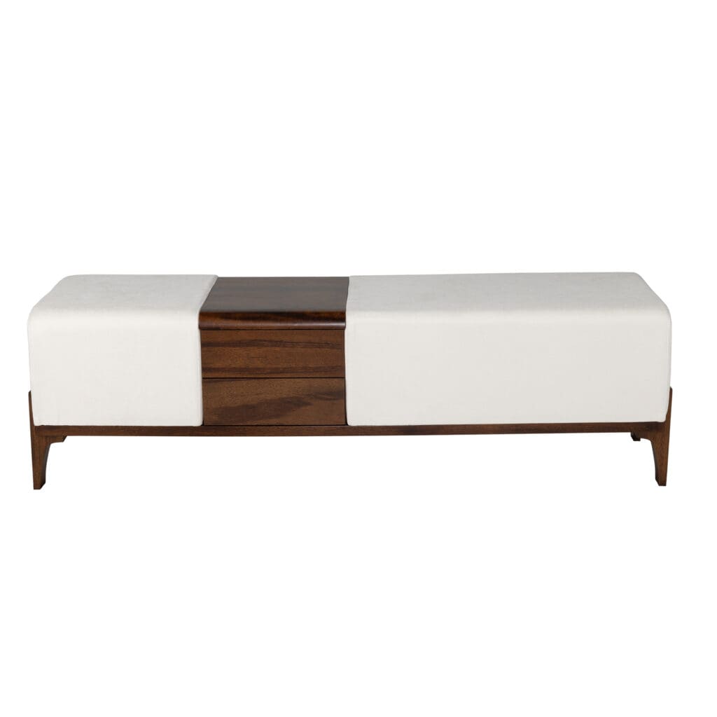 Cyan Design 11757 Noah Ottoman Stool - Medium Brown Upholstered Footrest with Wooden Legs, Perfect for Living Room, Bedroom or Office Decor