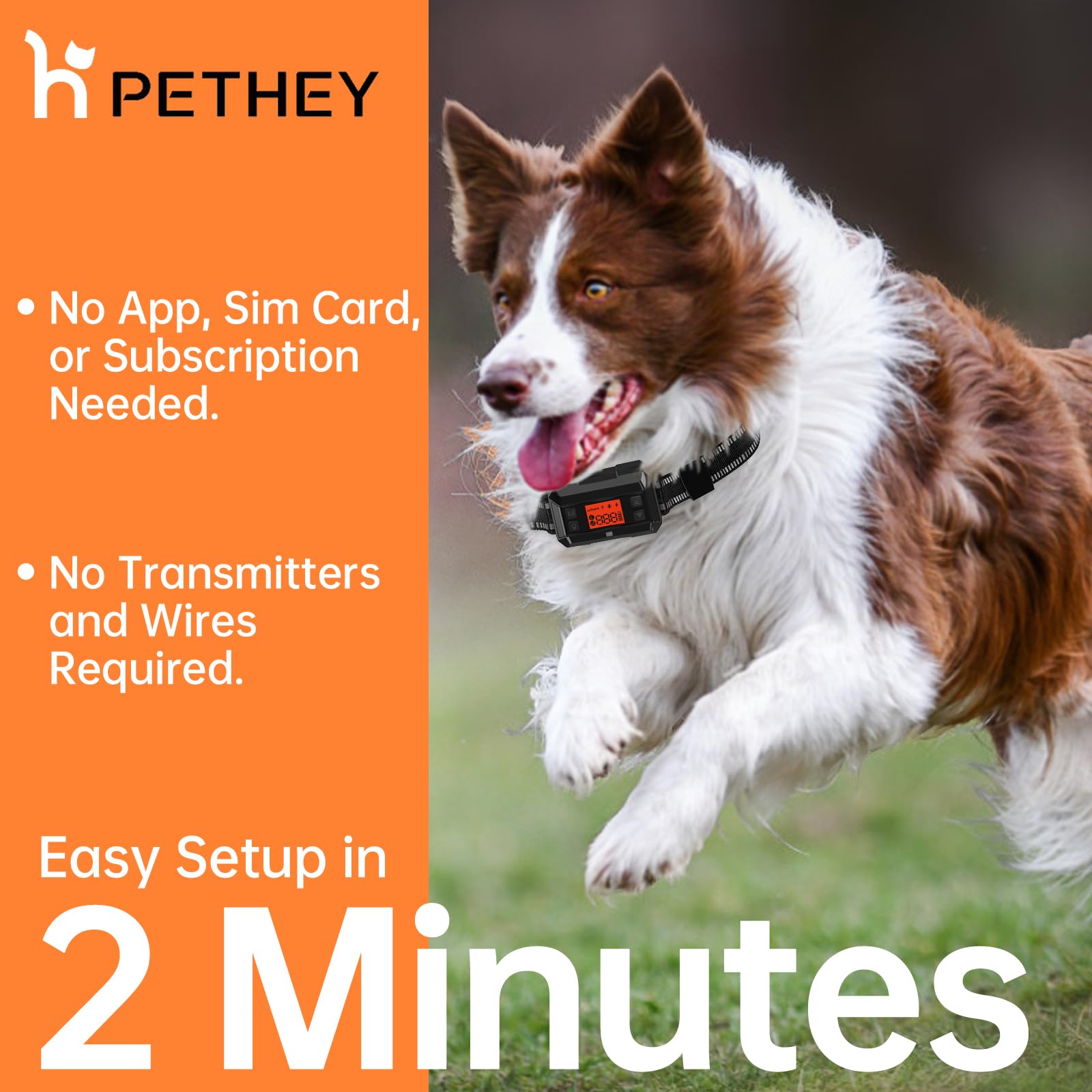 PETHEY GPS Dog Fence System - Wireless Electric Dog Fence with 999 Yard Range, IPX7 Waterproof Collar for 10-110lb Pets | Perfect for Backyard, Farm & Outdoor Dog Training