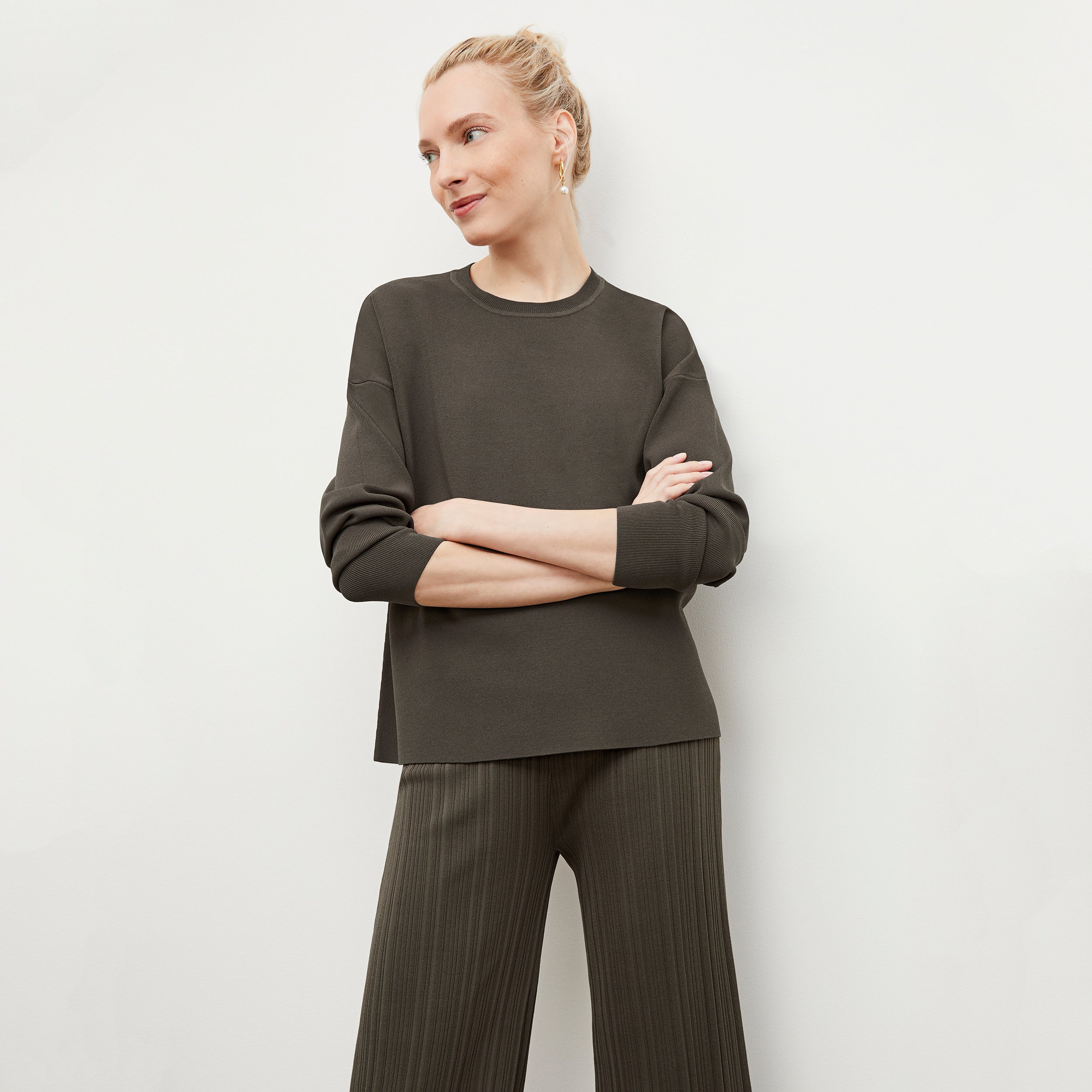 Marijane Textured Knit Pants in Light Ash - Comfortable High-Waisted Lounge Pants for Women - Perfect for Yoga, Home Wear, and Relaxation