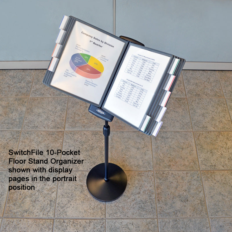 SwitchFile 10-Pocket Floor Stand Document Organizer - Perfect for Office, Classroom, and Home Filing System