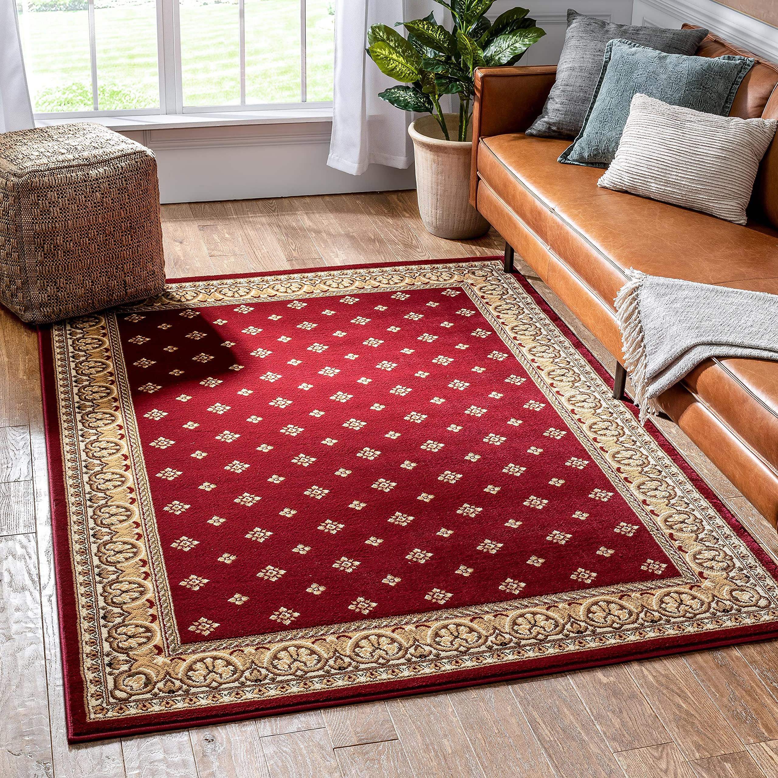 Well Woven Barclay Collection Hudson Terrace Red 8x10 Area Rug - Soft Modern Non-Slip Living Room, Bedroom & Dining Room Rug - Perfect for Home Decor, Office & High Traffic Areas