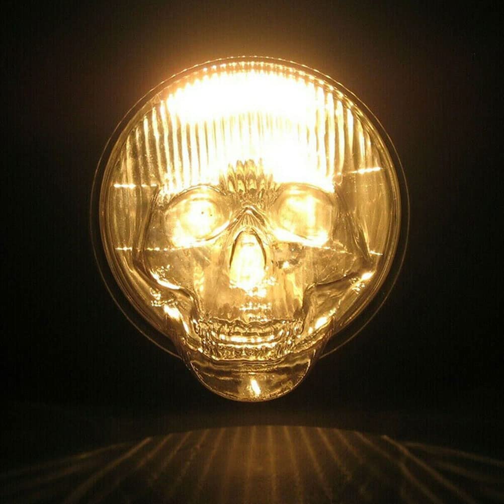 2PCS Heat-Resistant Car Headlight Covers - Clear Motorcycle Skull Lamp Shades for Halloween & Car Decorations - Durable Car Light Protectors for Night Rides & Themed Events