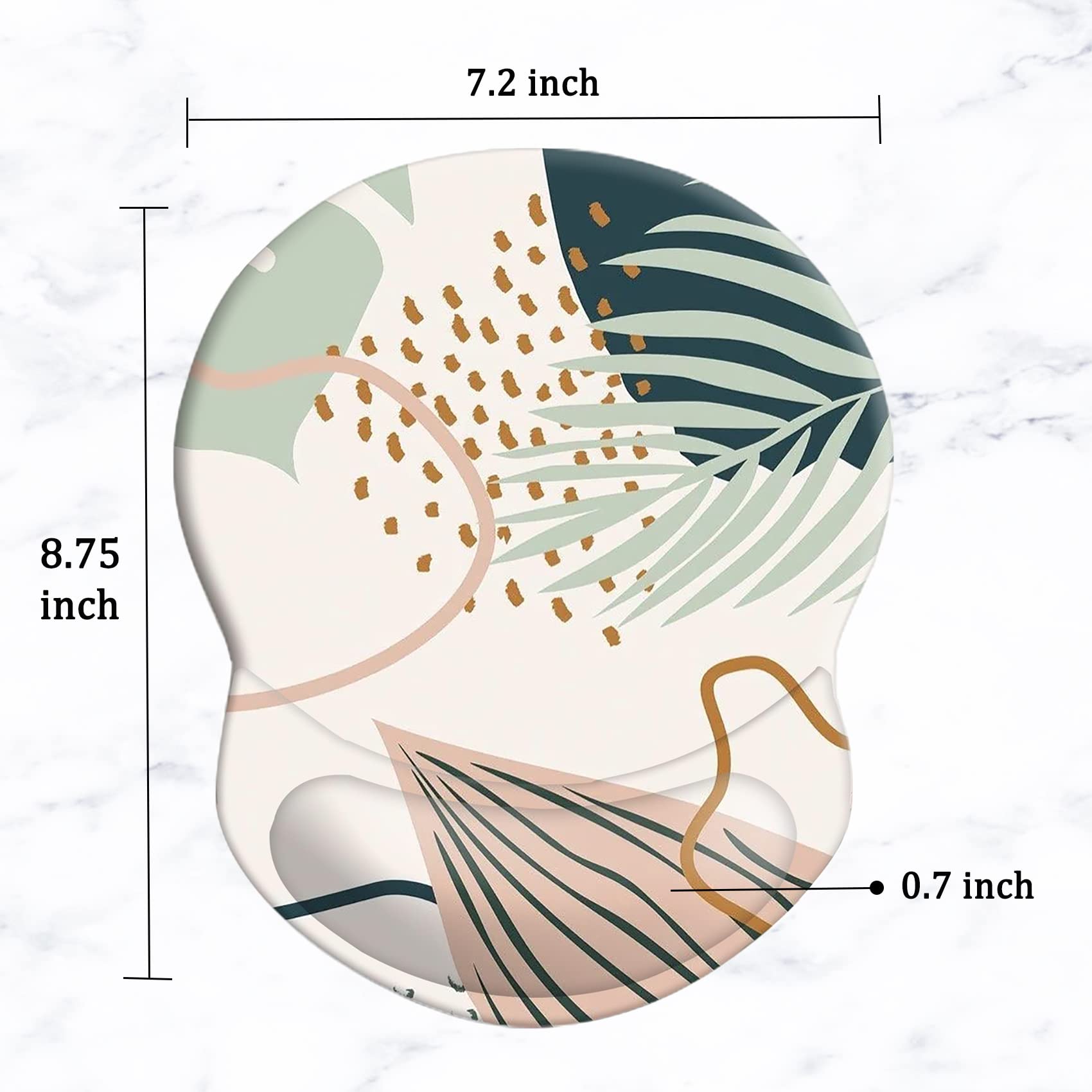 Ergonomic Mouse Pad with Wrist Support - Pain Relief, Non-Slip PU Base, Durable Comfort for Computer Work - Perfect for Home Office, Gaming & Studying (Modern Abstract Leaves Design)