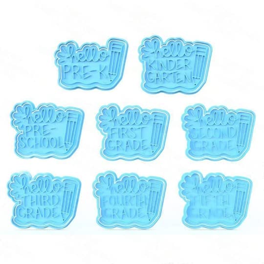 Back to School Hello Grade Cookie Cutter & Stamp Set - Fun Baking Tools for Classroom Parties, Teacher Gifts & First Day Celebrations