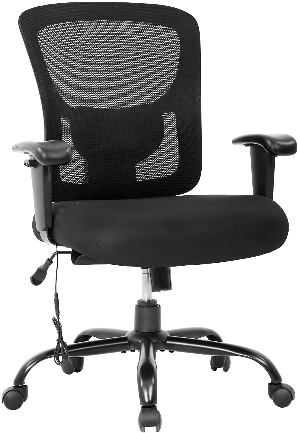 Big and Tall Office Chair - Heavy Duty Ergonomic Mesh Computer Chair with Adjustable Arms, Lumbar Support & Swivel Wheels for Large People (400 lbs Capacity) - Perfect for Home Office, Gaming & Workspaces
