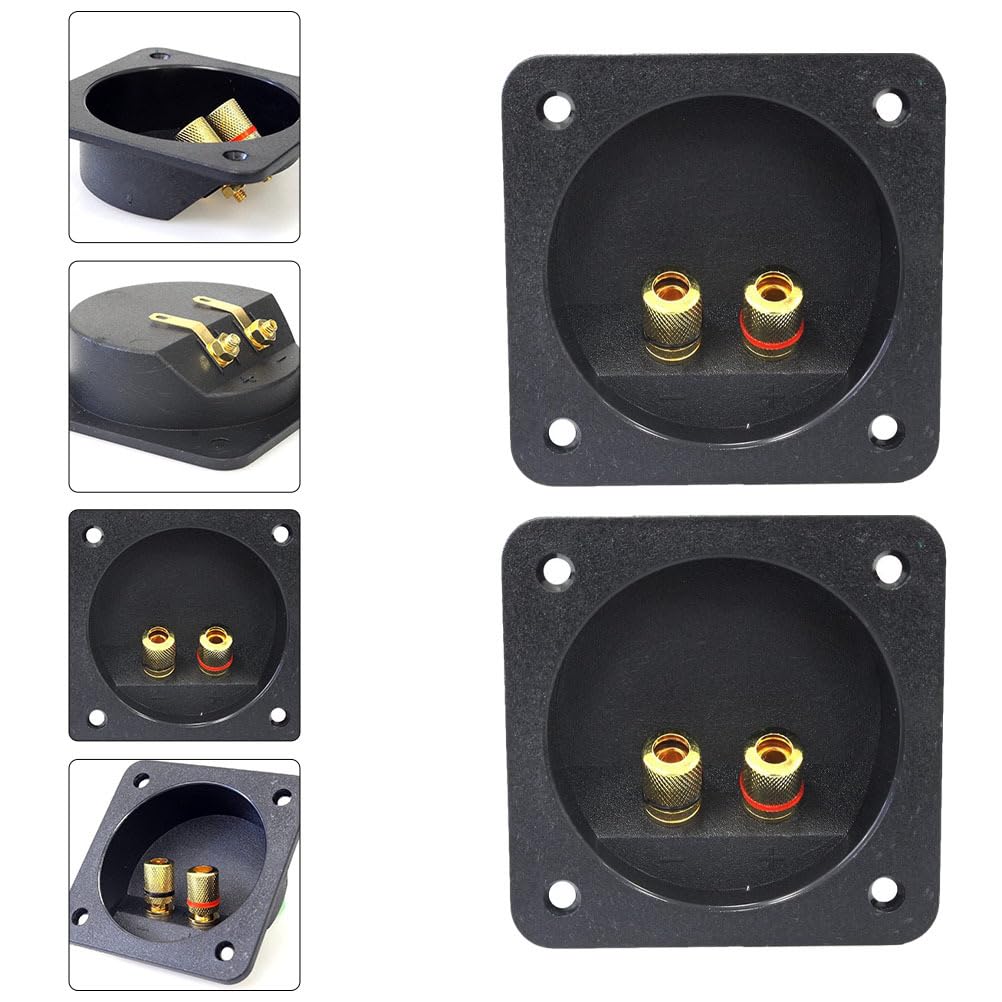 2Pcs ABS Speaker Terminal Box - Subwoofer & Speaker Junction Cup with Screw Connectors for Secure Cable Connection - Perfect for Home Theater, Car Audio & DIY Speaker Projects