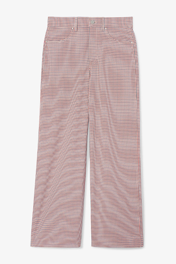 Milo Women's Wide Leg Stretch Twill Jeans - Mini Check Print | Comfortable High Waist Pants for Casual & Office Wear
