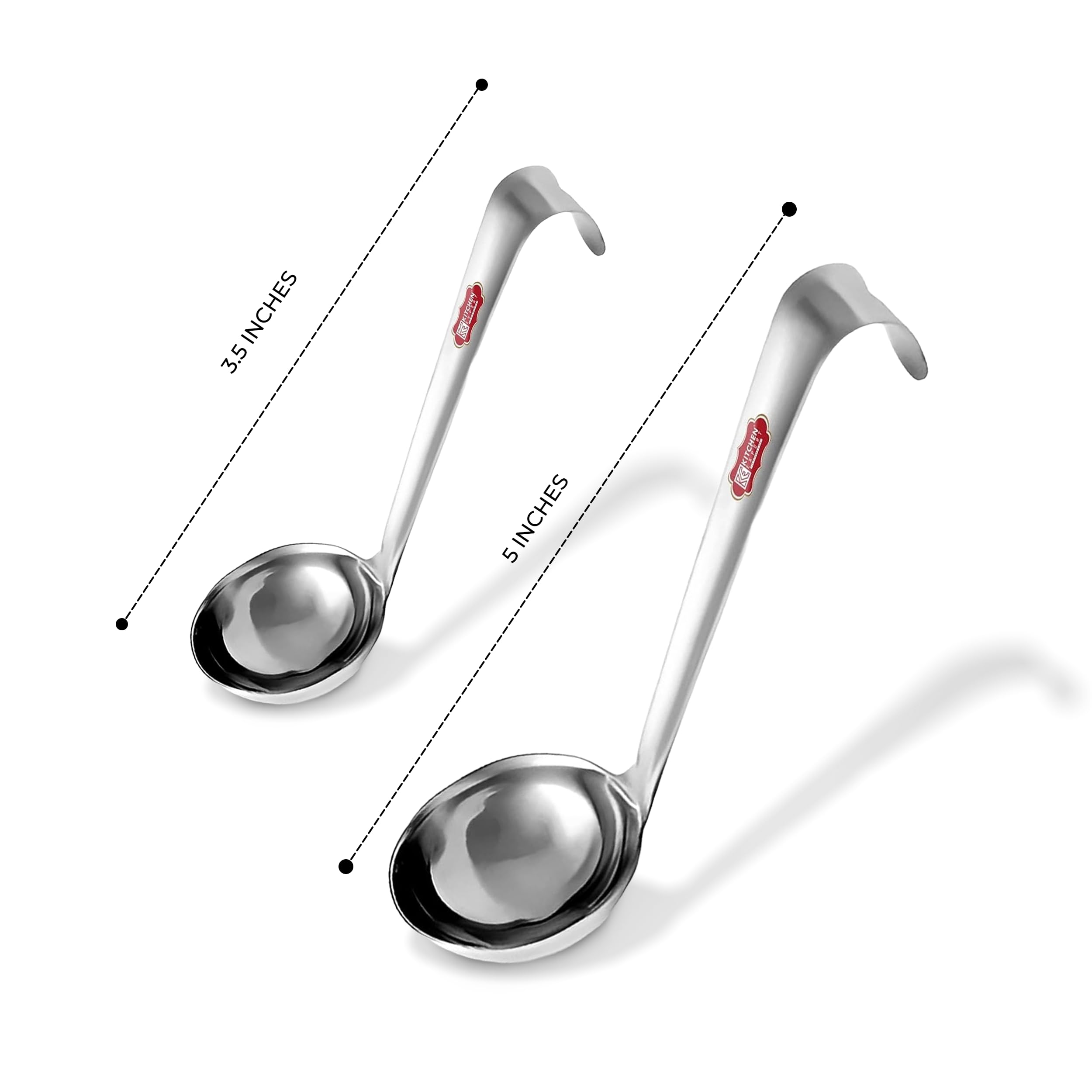 Premium Stainless Steel Ghee Spoon Set - Small & Medium Ladles for Ghee, Oil & Honey - Perfect for Jars, Pots & Containers - 2 Piece Kitchen Utensil Set for Cooking, Baking & Serving