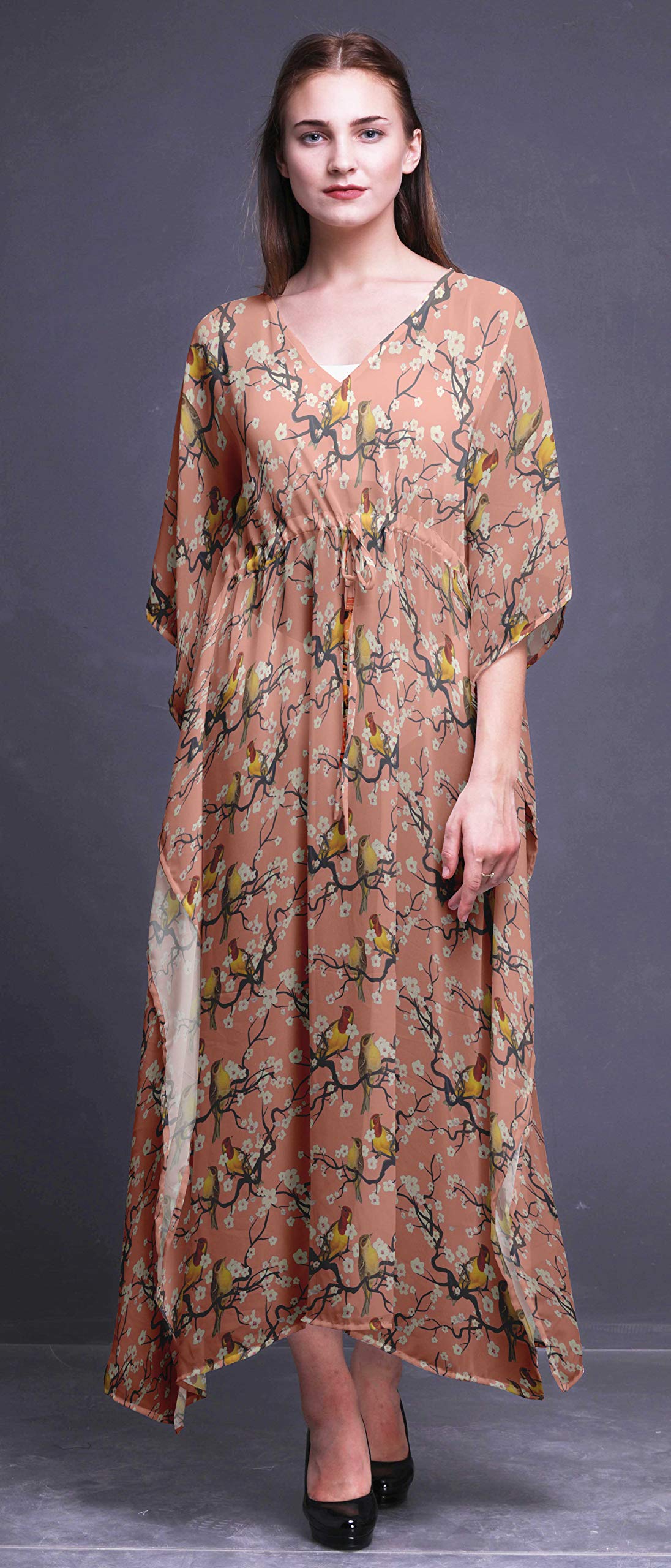 Bimba Beach Kaftan - Women's Long Bikini Cover Up Maxi Dress, Summer Kimono Style Caftan for Pool, Vacation & Boho Fashion