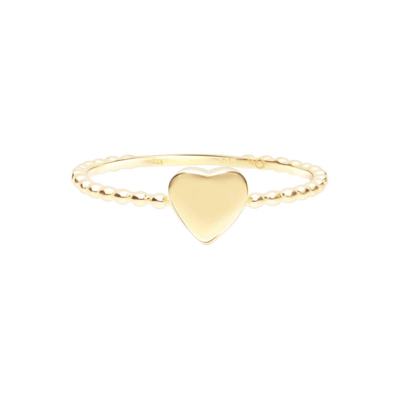 14k Yellow Gold Heart Beaded Cocktail Ring - Elegant Dainty Jewelry for Women, Perfect for Date Night, Parties & Special Occasions