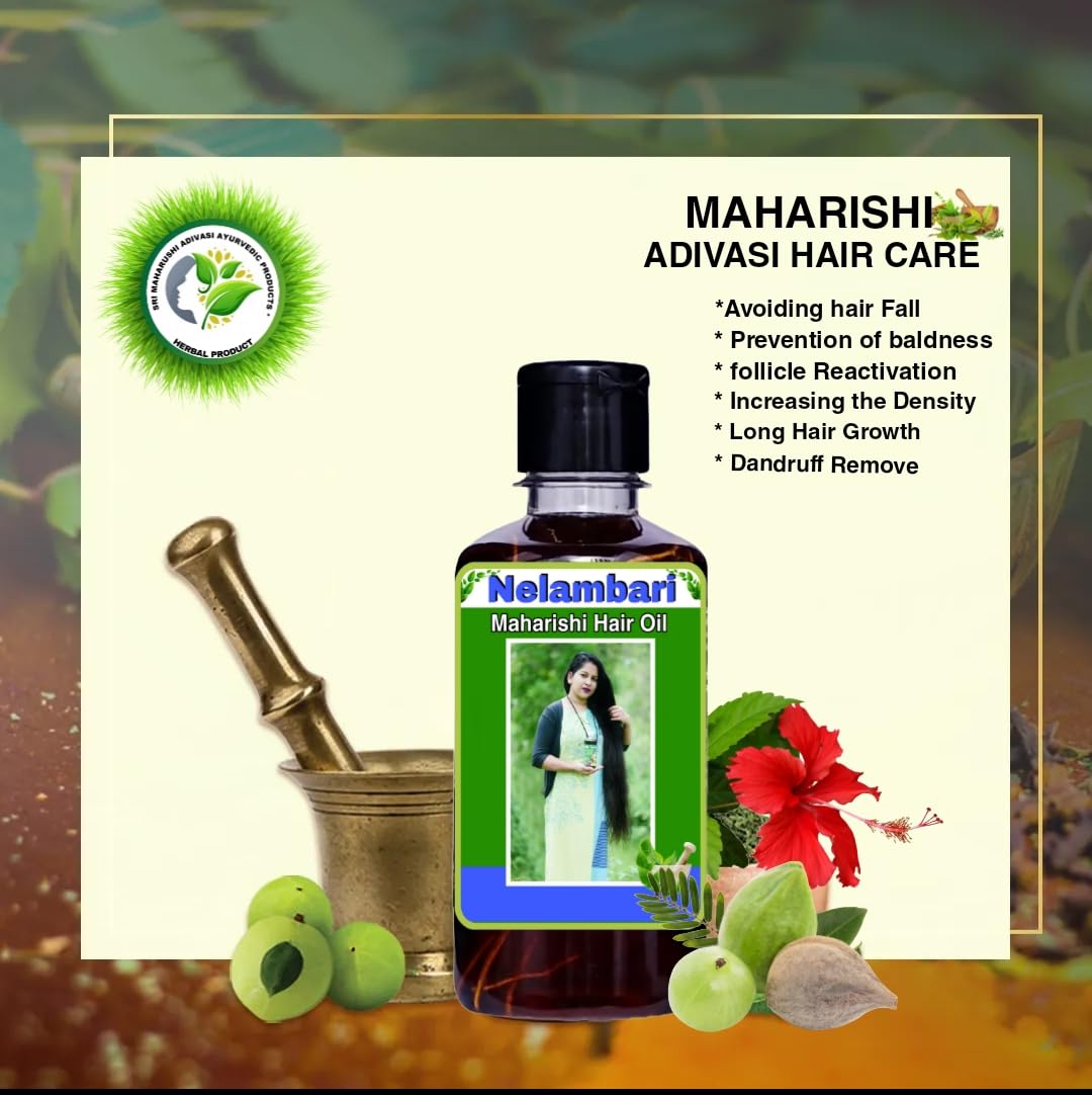 Neelambari Adivasi Ayurvedic Herbal Hair Oil 100ml - Natural Hair Growth Treatment for Men & Women | Made with Ayurvedic Herbs | Promotes Stronger, Healthier Hair | Perfect for Daily Hair Care & Scalp Massage