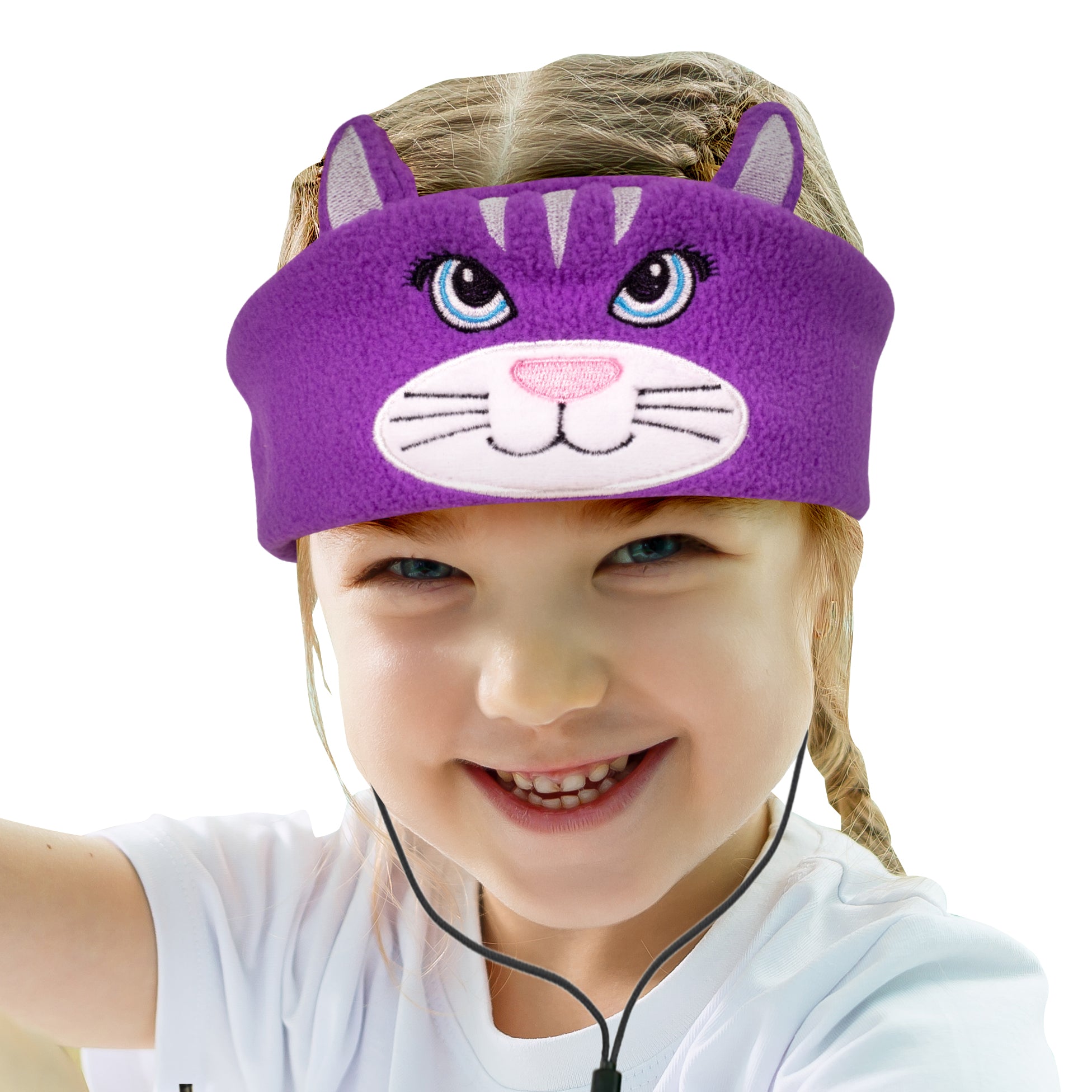 Contixo H1 Adjustable Fleece Headband Headphones for Kids - Soft Cat Ear Design, Volume Limited Safe Headphones for School, Travel & Indoor Activities