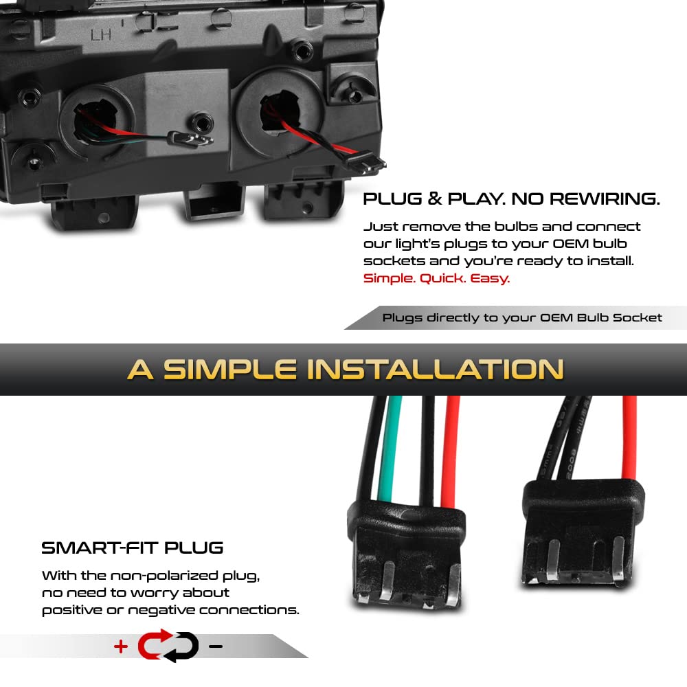 VIPMOTOZ Sequential Full LED Turn Signal & Parking Lights - Smoked Tinted Lens, Black Housing - Compatible with 2018-2023 Jeep Wrangler JL (Driver & Passenger Side Pair) - Enhanced Visibility & Style for Off-Road Adventures & Night Driving