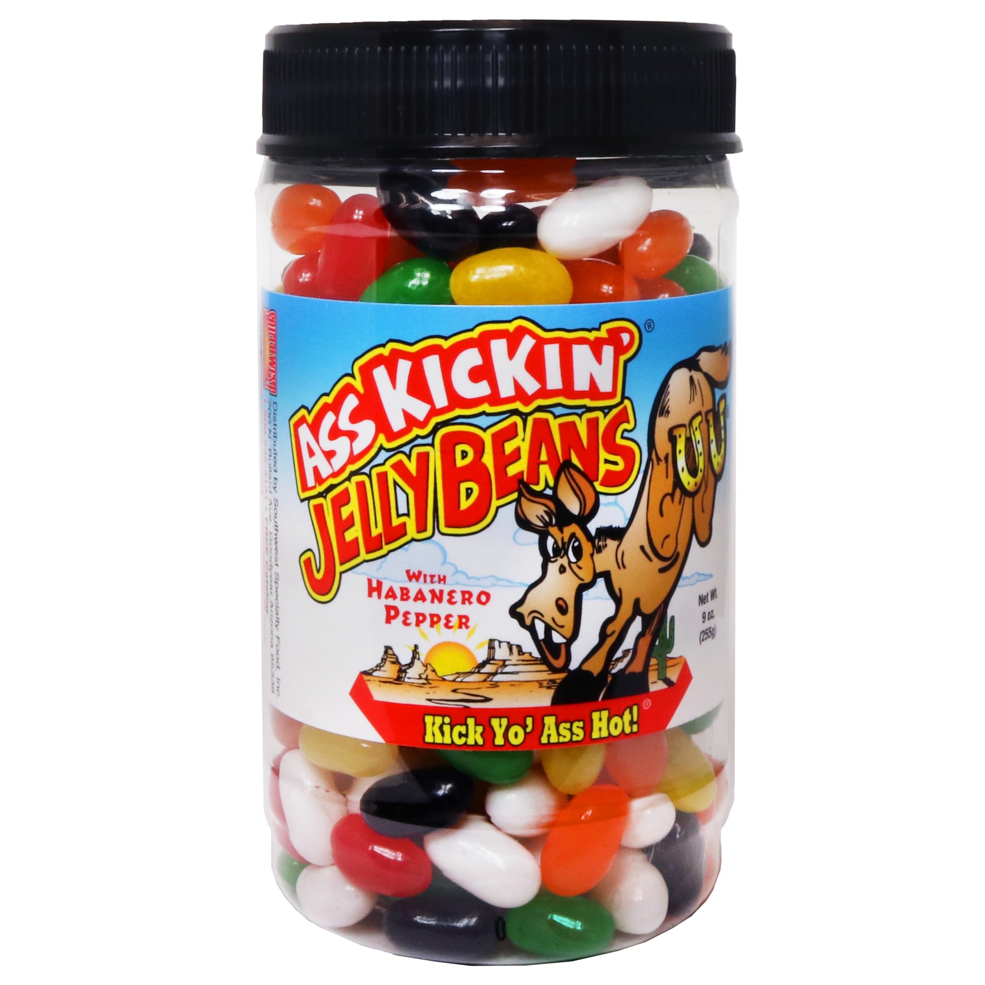 ASS KICKIN' Habanero Pepper Spicy Jelly Beans - 9oz Resealable Jar - Hot Gourmet Candy for Easter Gifts & Spicy Food Challenges - Perfect for Office Pranks, Halloween Treats & Dare Games