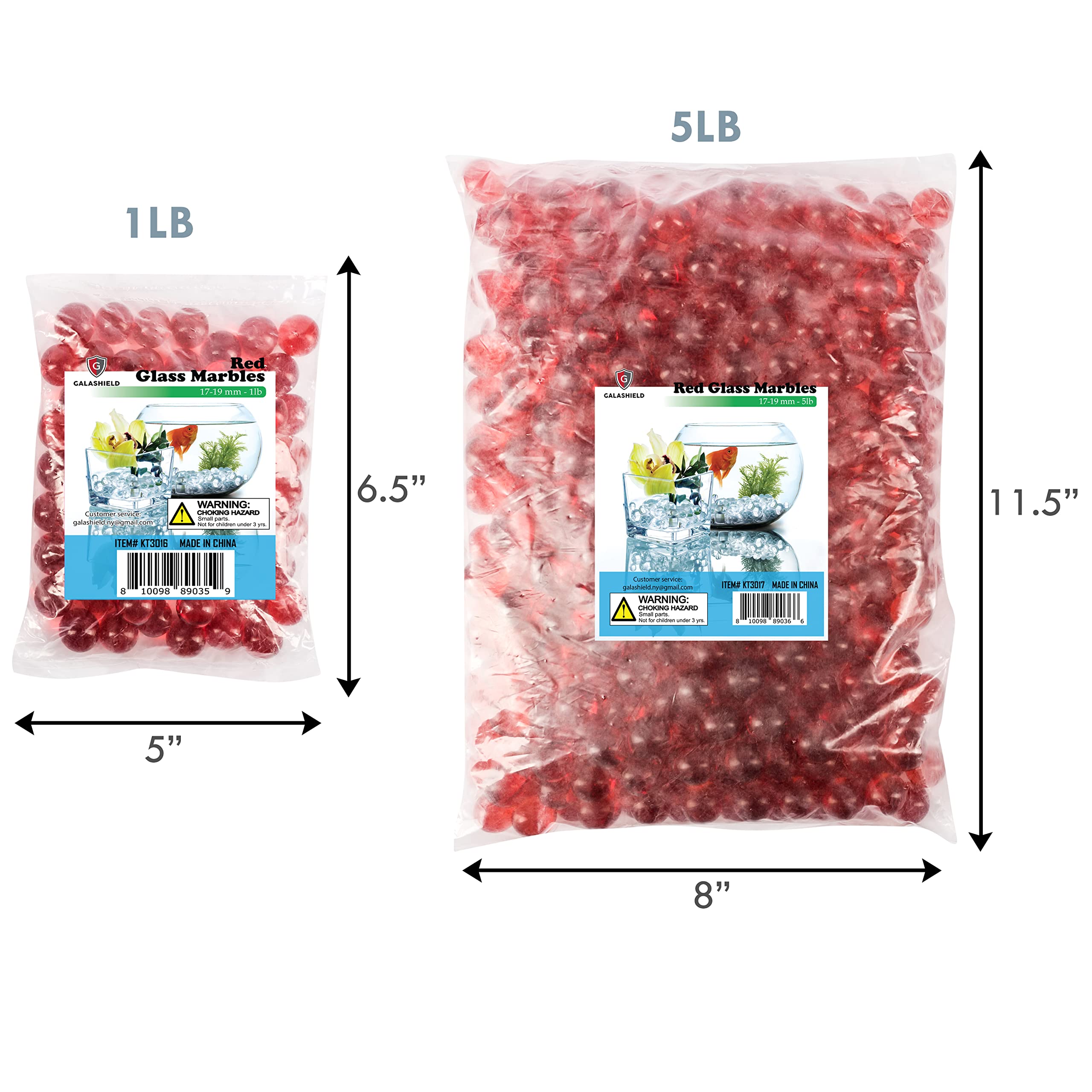 Galashield Glass Marbles for Vases - 1LB Bulk Vase Fillers | Decorative Round Beads in Red | Perfect for Home Decor, Wedding Centerpieces & DIY Crafts