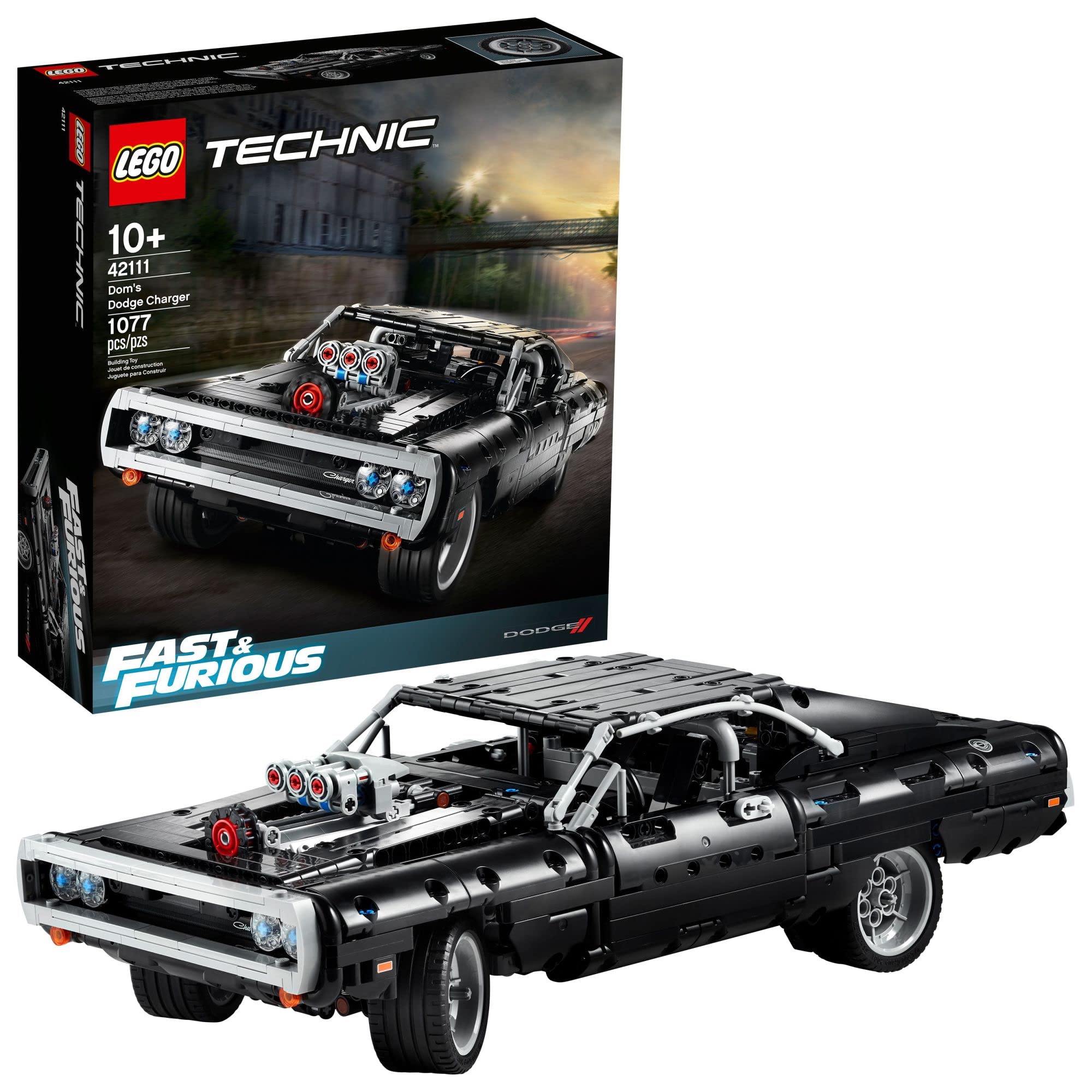 LEGO Technic 42111 Fast & Furious Dom's Dodge Charger R/T 1970 Model Building Kit (1077 Pieces) - 2020 New Edition - Perfect for Car Enthusiasts & Movie Fans, Great Gift for Birthdays & Holidays