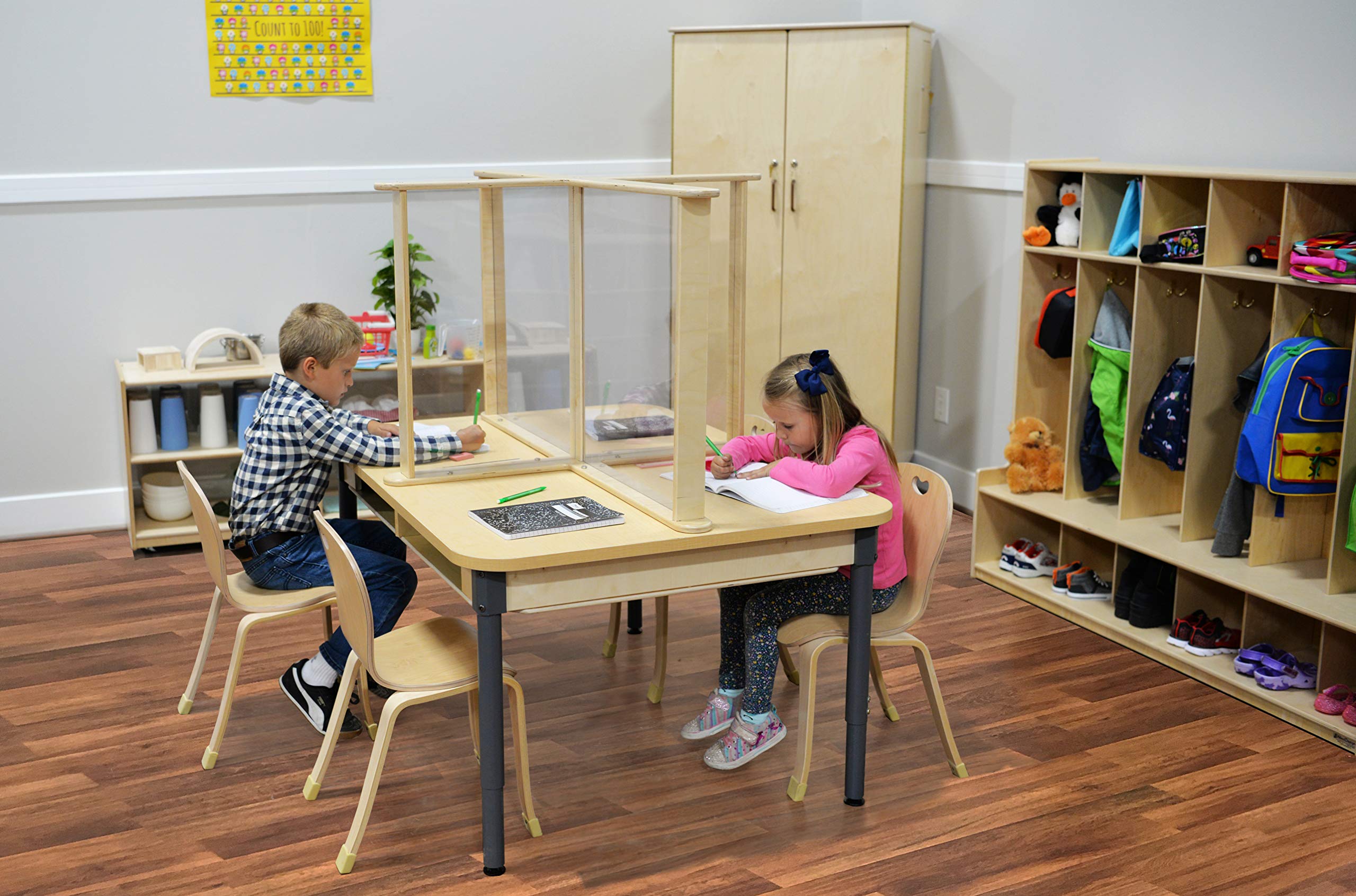 36 x 48 Inch Wooden Office Desk for 4 People with Sneeze Guard - Perfect for Conference Rooms, Coworking Spaces & Home Offices
