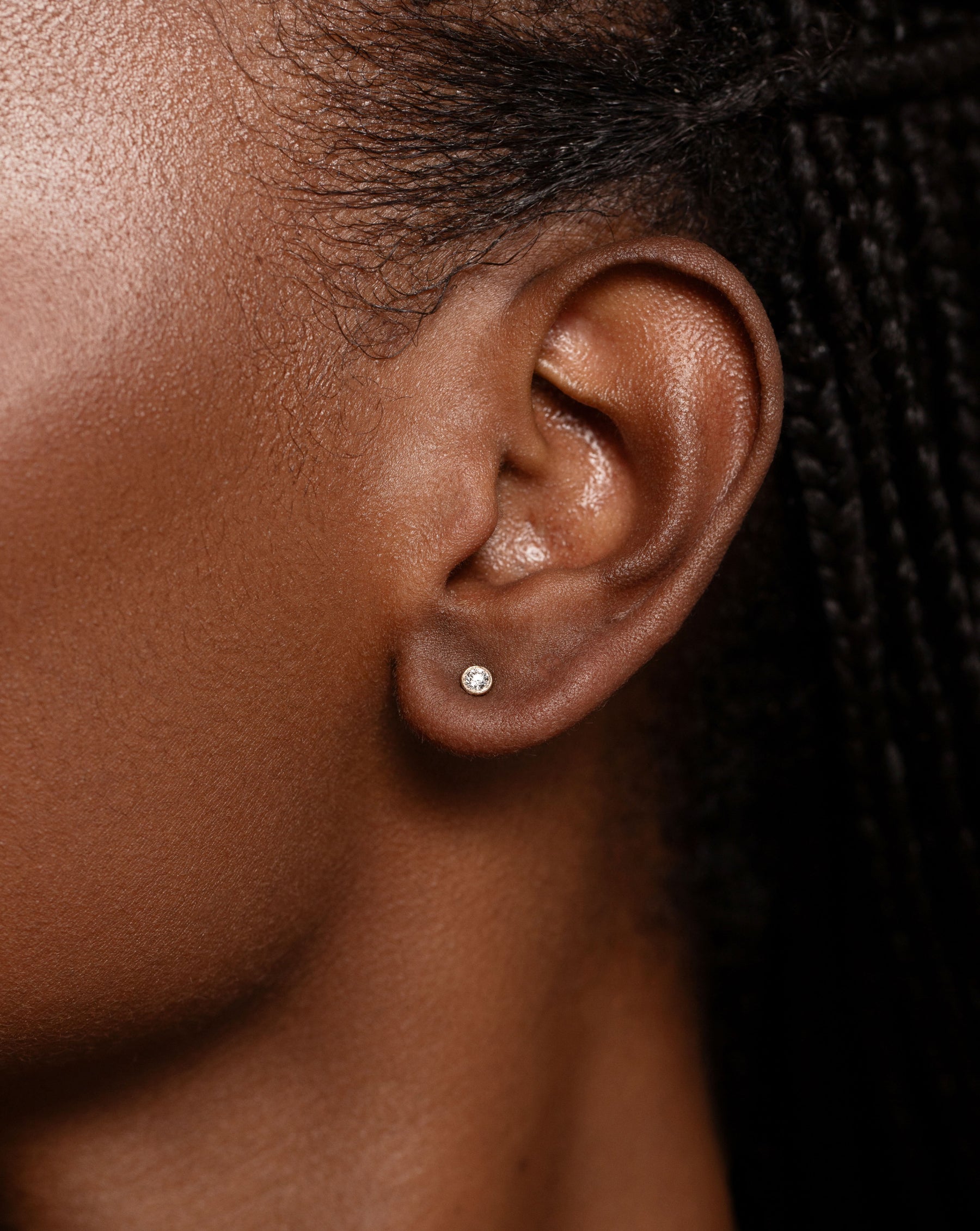 Bezel Set Petite Diamond Stud Earrings - 14K Gold or Sterling Silver - Perfect for Everyday Wear, Work & Special Occasions
