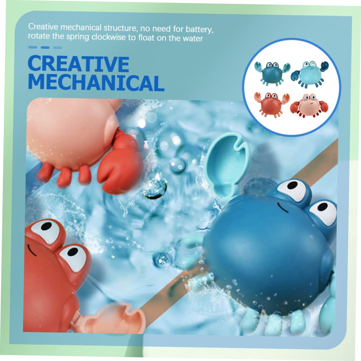 FAVOMOTO 4-Piece Wind-Up Bath Toys Set - Swimming Sea Animal Toys for Toddlers & Kids - Fun Bathtub Toys for Baby Bath Time & Pool Play