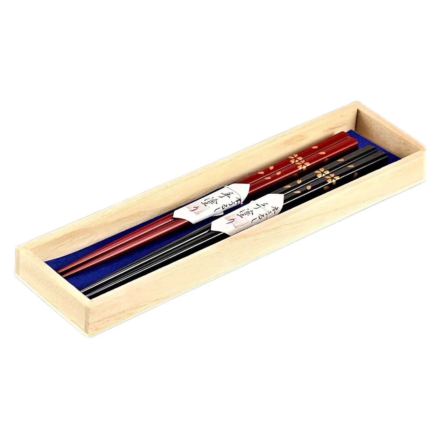 Premium Echizen Shikki Makie Wood Couple Chopsticks - Handcrafted Sakura Design - Japanese Lacquerware for Romantic Dinners & Wedding Gifts