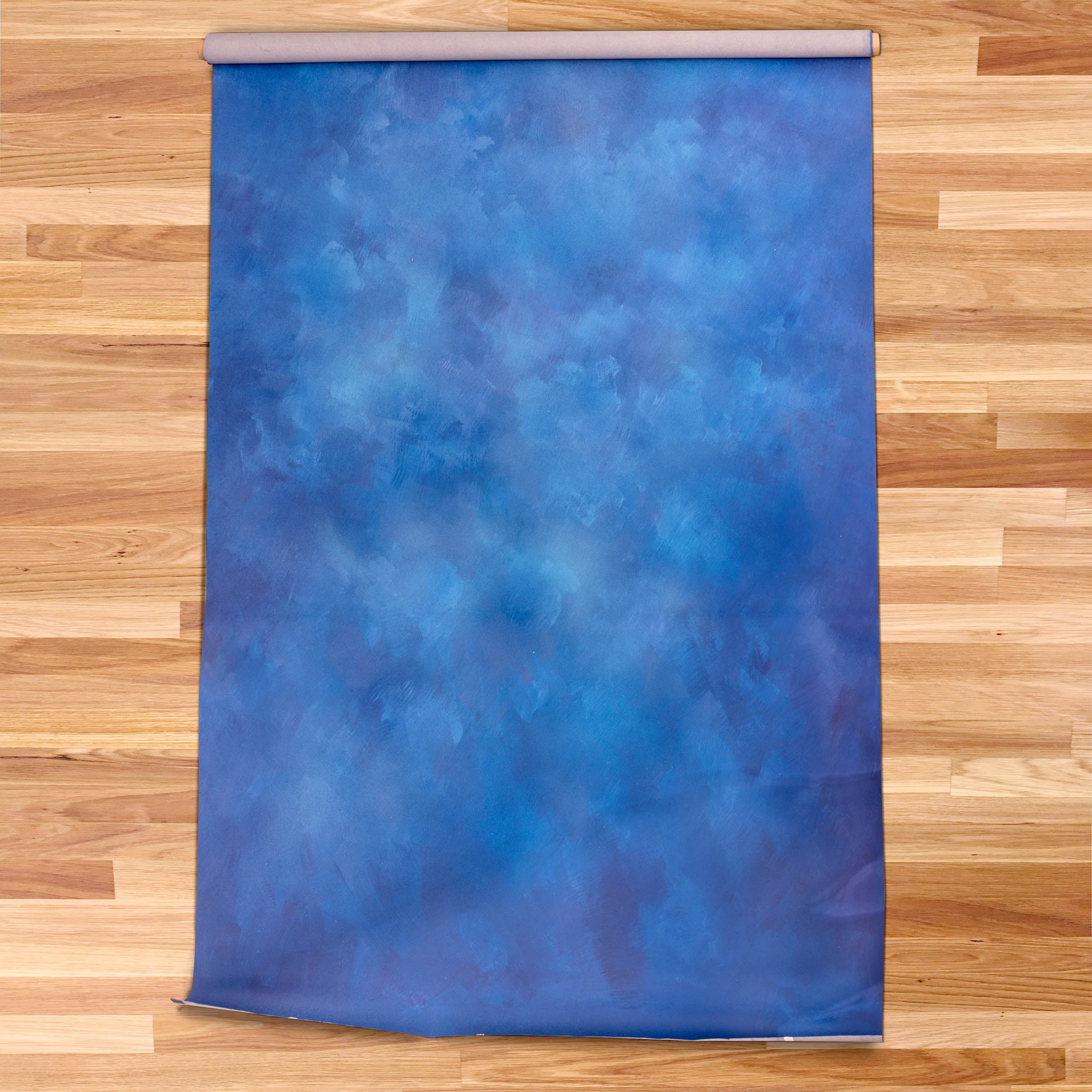Hand Painted Textured Cloudy Blue Fabric Backdrop 2x3m (6.5x10ft) - Premium Photography Background for Studio, Portraits & Events