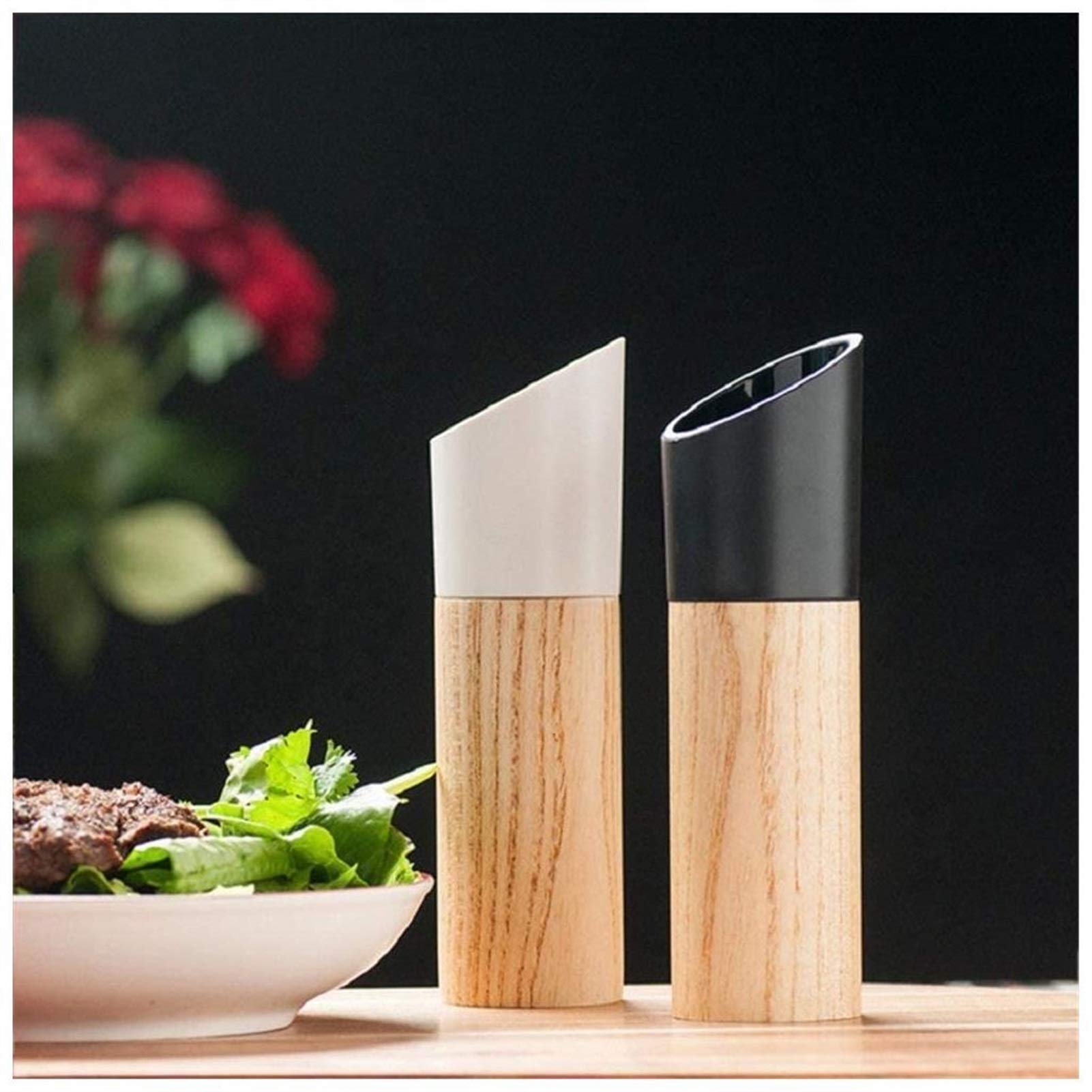 Premium Manual Pepper Grinder and Salt Shaker Set - Adjustable Ceramic Spice Mill for Freshly Ground Pepper & Salt - White Kitchen Cooking Tools for Gourmet Meals, BBQ, and Restaurant Use
