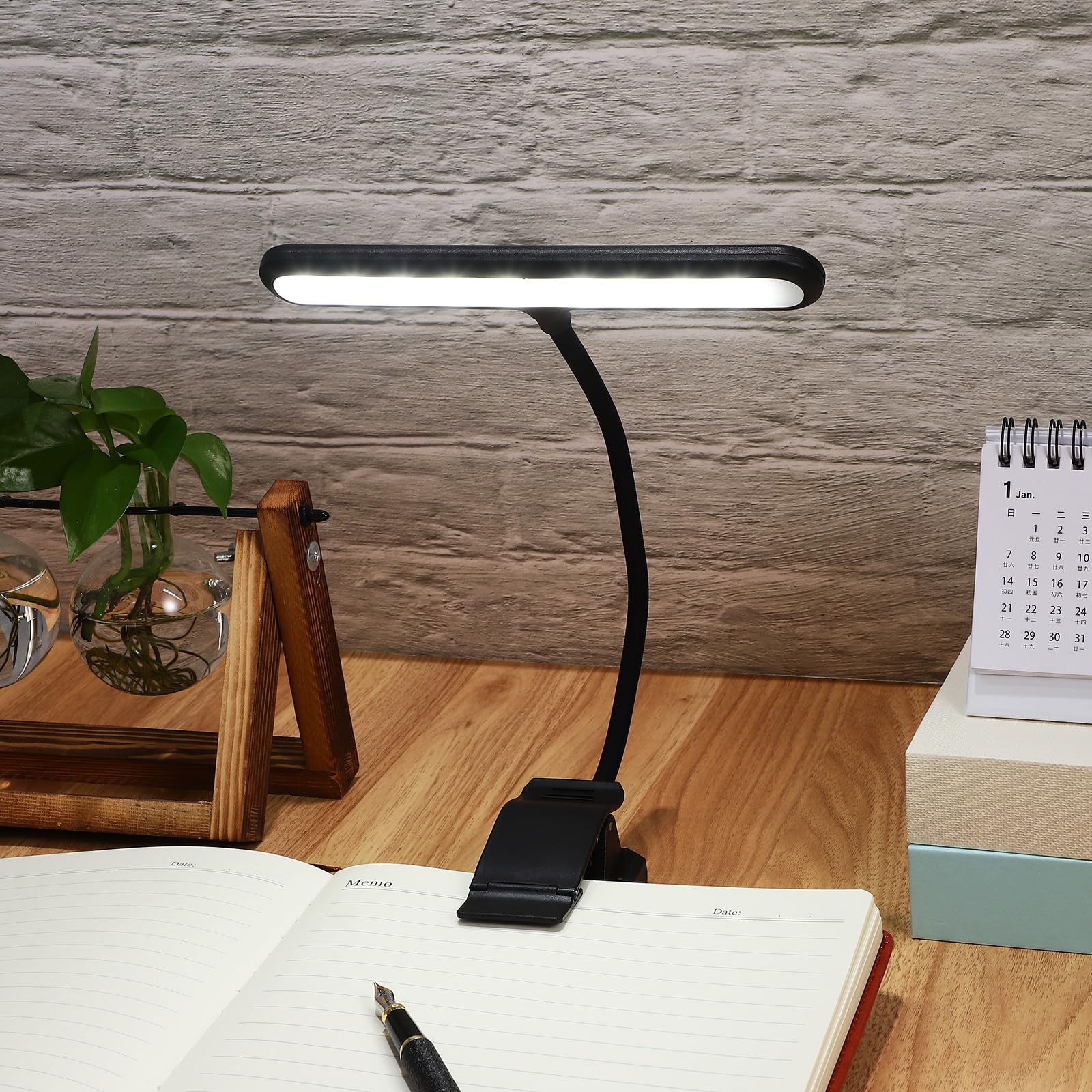 XY-2069 USB Desk Lamp with 6 Brightness Levels & 27 LED Lights - Adjustable Clip-On Reading Light for Books, Piano, Music Stand - Plastic Lampshade - Perfect for Study, Office & Nighttime Reading