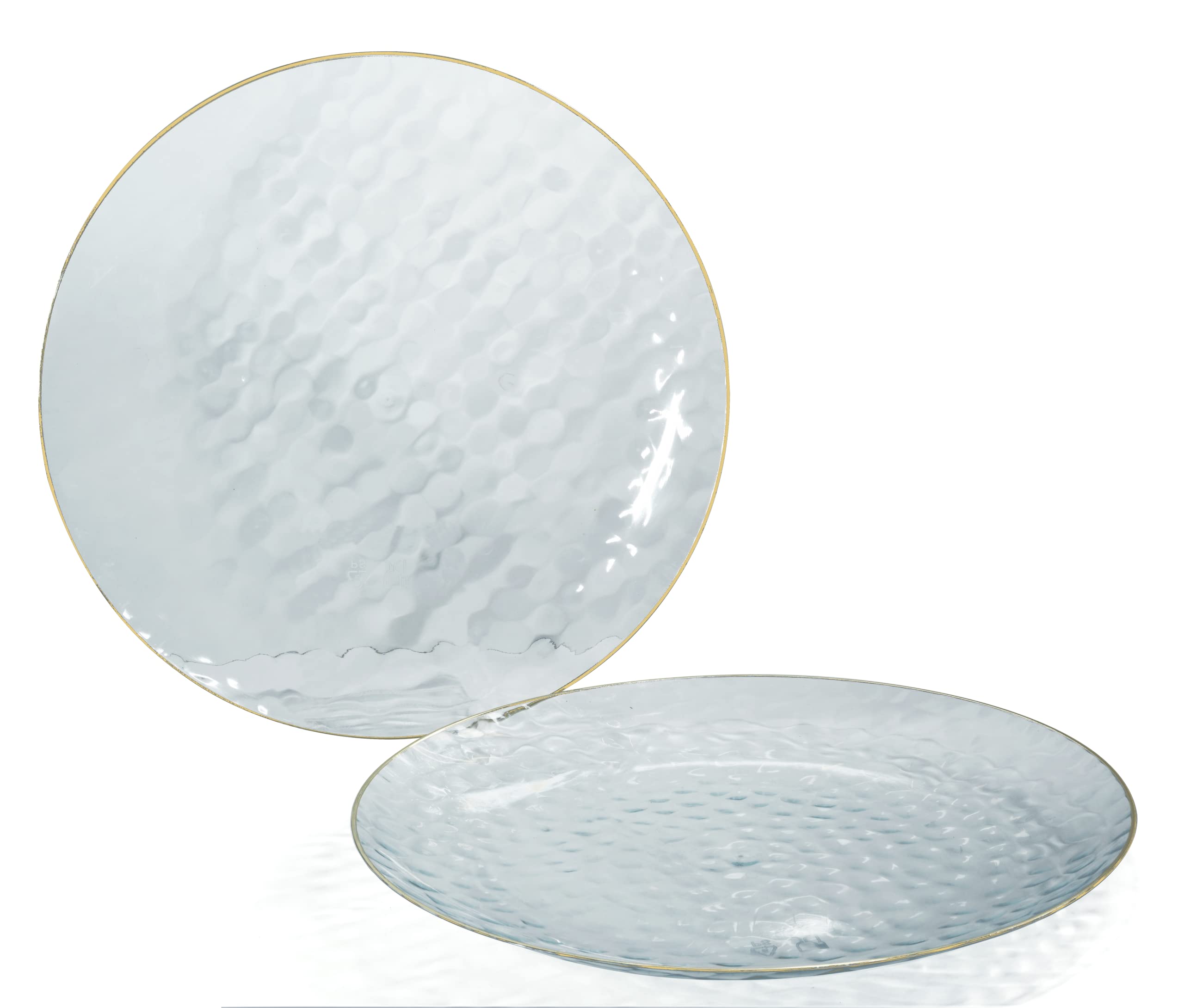 960-Piece Heavyweight Disposable Plastic Wedding Party Plate Set - 120 x 10'' Plates, 120 x 7'' Plates, Silverware, Cups & Napkins in Coastal Clear & Gold - Elegant Dinnerware for Weddings, Showers, Receptions & Large Gatherings