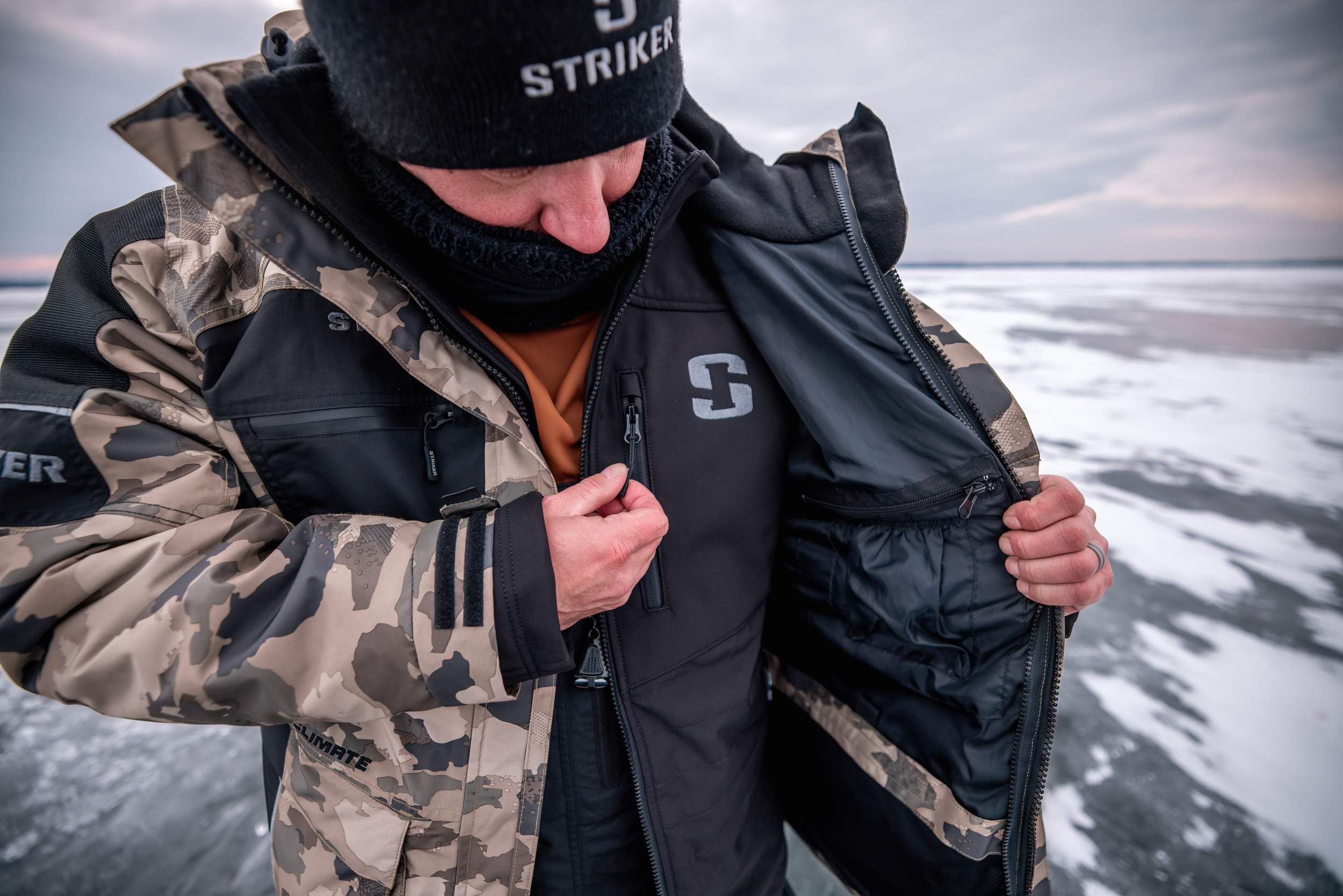 Striker Men's Climate 3-in-1 Insulated Waterproof Ice Fishing Jacket with Sureflote Flotation Technology - Warm Winter Coat for Ice Fishing, Hunting & Outdoor Activities
