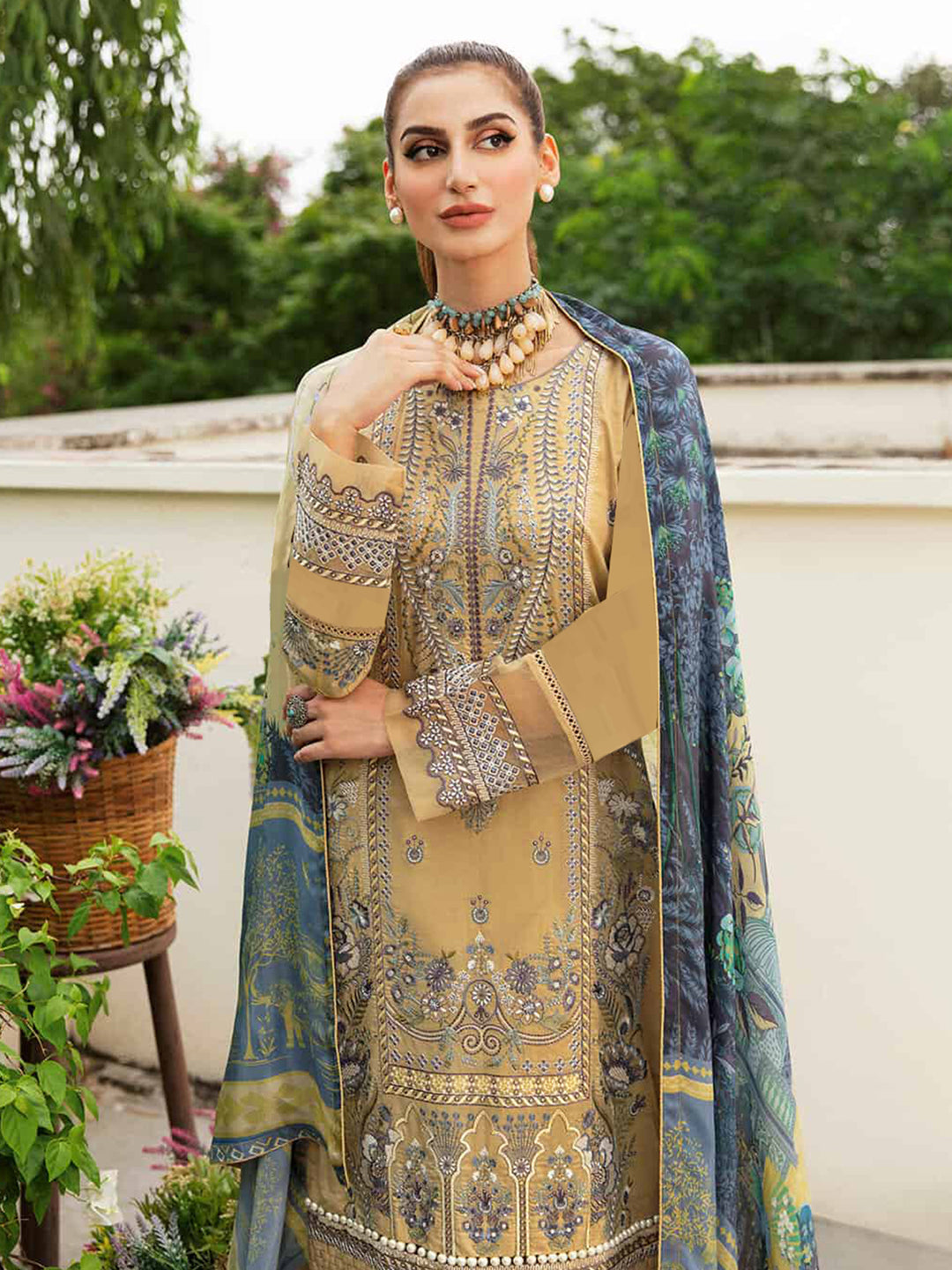 Elegant Beige Designer Semi-Stitched Pant Suit with Embroidery - Formal Office Wear & Special Occasion Outfit for Women