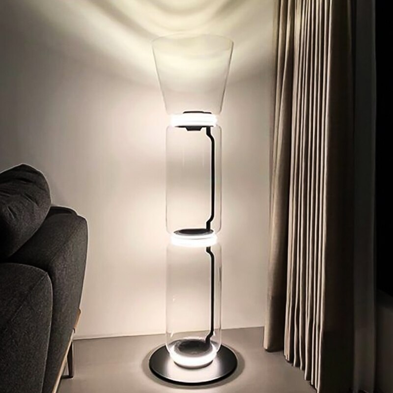 Modern LED Glass Floor Lamp for Living Room - Adjustable Brightness, Energy Efficient Lighting for Home Decor, Reading & Relaxation