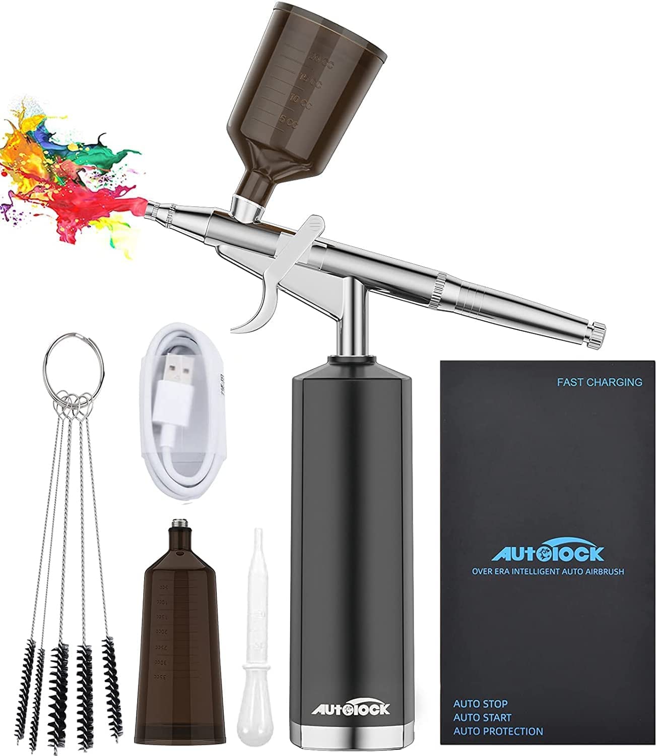 Airbrush Kit with Compressor - 30 PSI Autolock Airbrush for Baking, Portable Rechargeable Airbrush Set for Makeup, Cake Decorating & Model Painting | Perfect for DIY Crafts, Cosplay & Hobby Projects