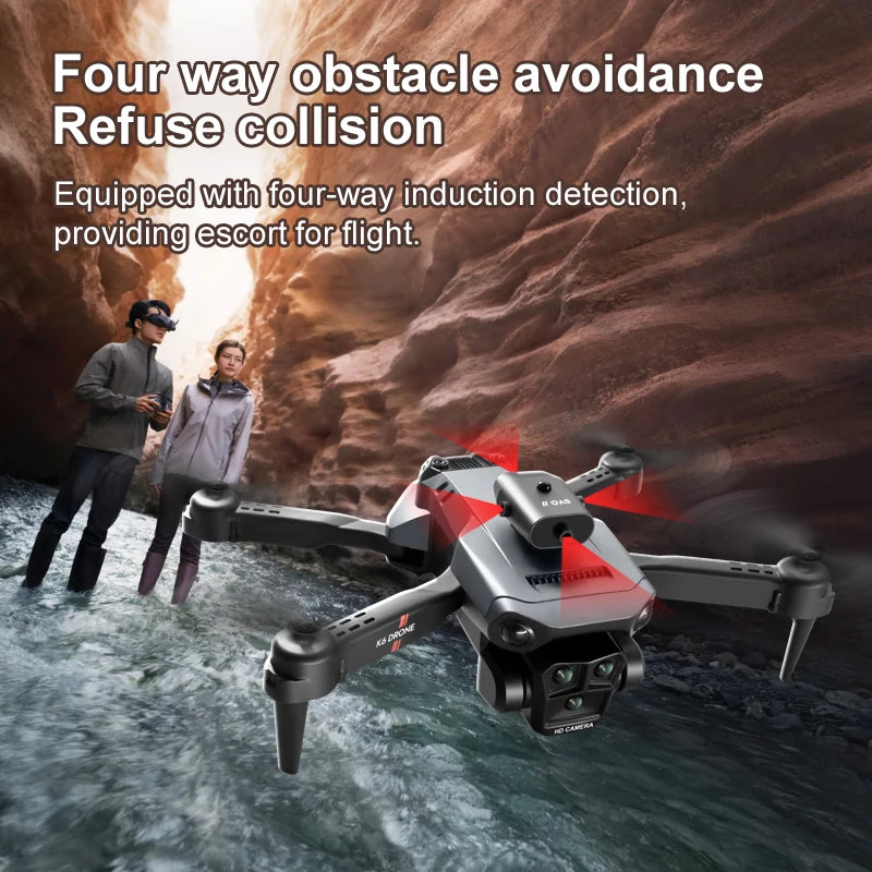 4K Mini Drone with 3 Cameras - Professional HD Aerial Photography Drone with Wide Angle Lens for Travel, Vlogging & Outdoor Adventures