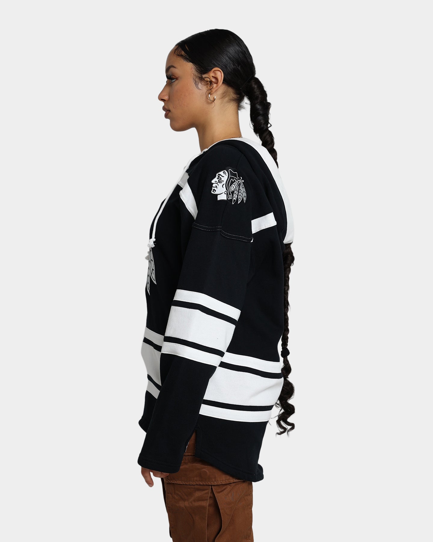 47 Brand Chicago Blackhawks Superior Lacer Hoodie - Men's NHL Team Zip-Up Sweatshirt with Lace-Up Front - Perfect for Game Day & Casual Wear