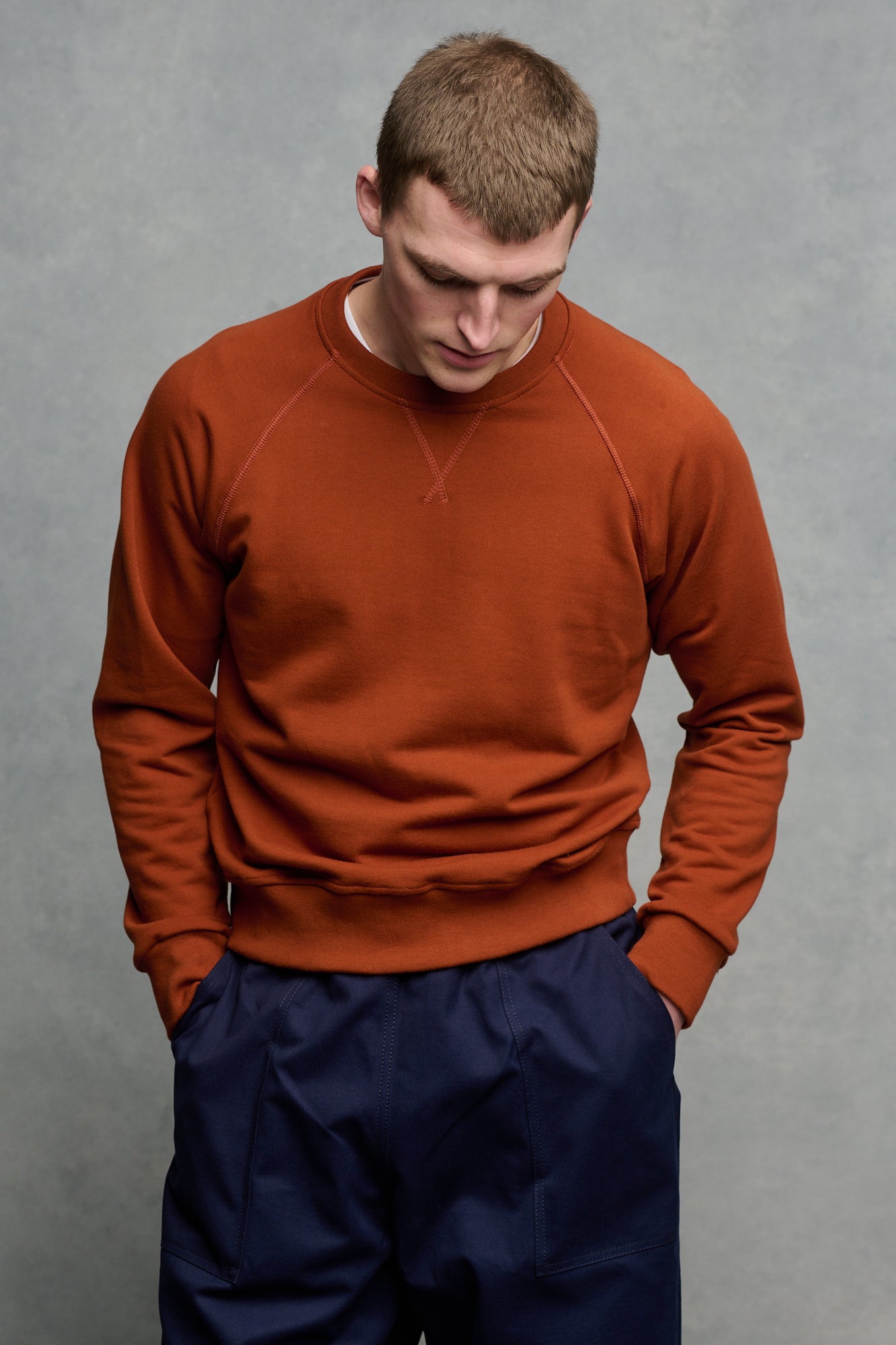 Men's Raglan Sweatshirt - Soft Cotton Blend Pullover in Warm Cinnamon Color | Casual Streetwear & Loungewear for Everyday Comfort