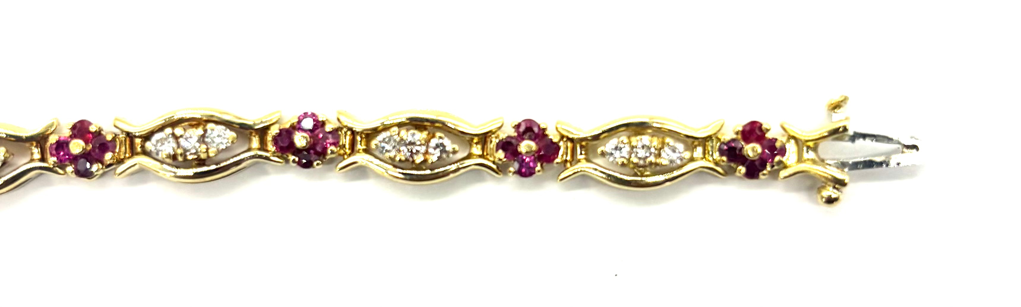 18K Gold Diamond & Ruby Cutout Bracelet for Women - Elegant Stackable Jewelry for Parties, Weddings & Special Occasions