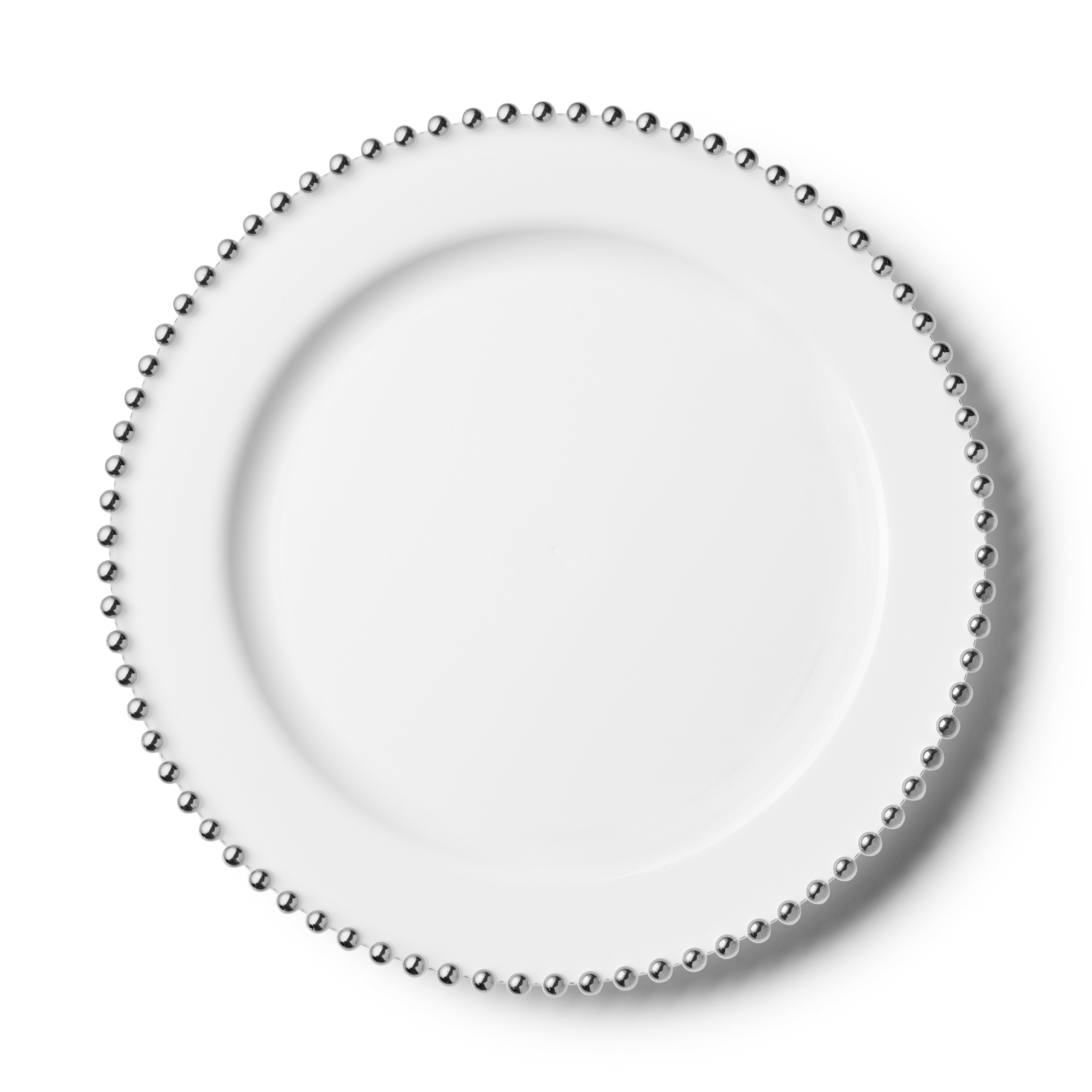 White and Silver Plastic Party Bundle with Beaded Decorations - Perfect for Birthday, Wedding, and Holiday Celebrations