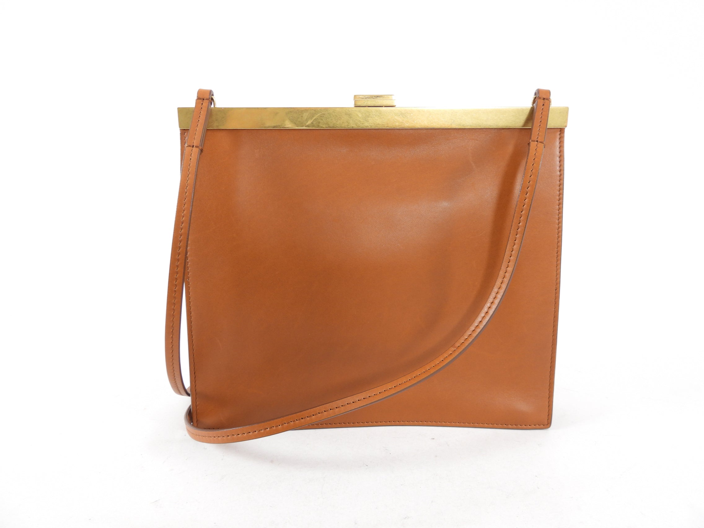 Celine Mini Clasp Bag in Caramel Smooth Calfskin Leather - Elegant Crossbody Purse for Women, Perfect for Date Night & Evening Events