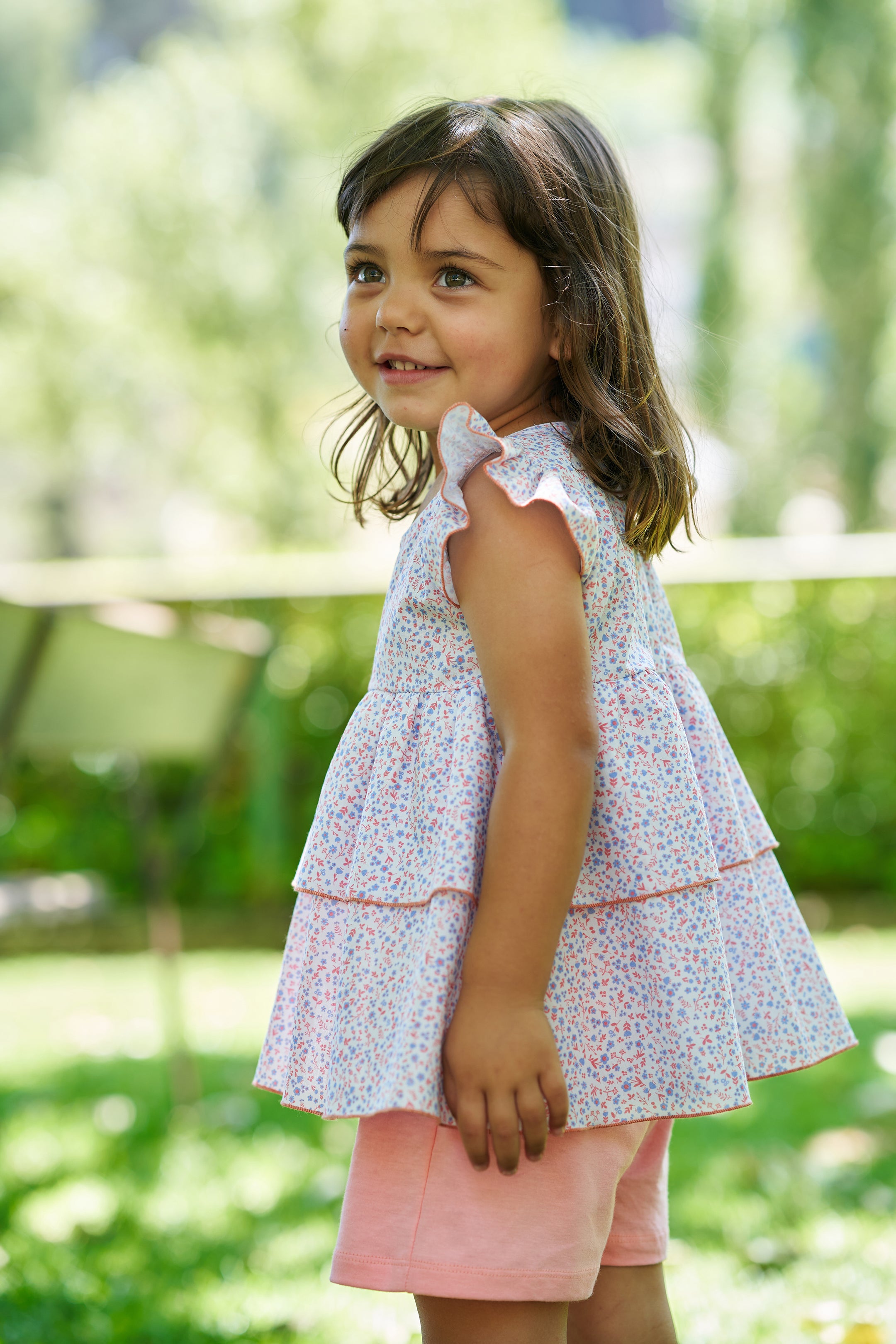 Elegant Petal Salmon Floral Blouse & Shorts Set - Women's Summer Fashion Outfit for Beach, Vacation & Casual Wear