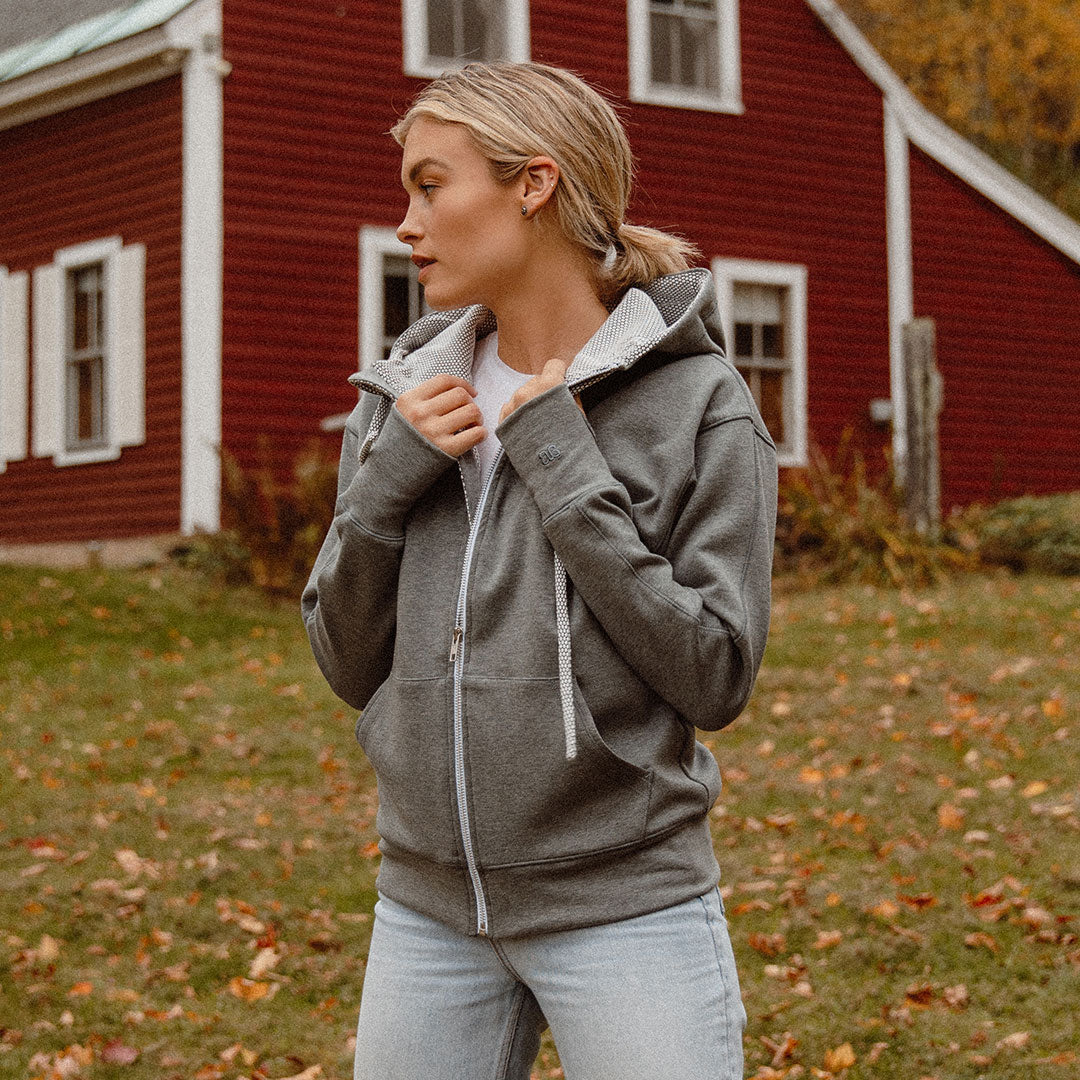 Alta Zip Up Hoodie for Men & Women | Heather Grey Fleece Pullover | Casual Wear, Gym & Outdoor Activities