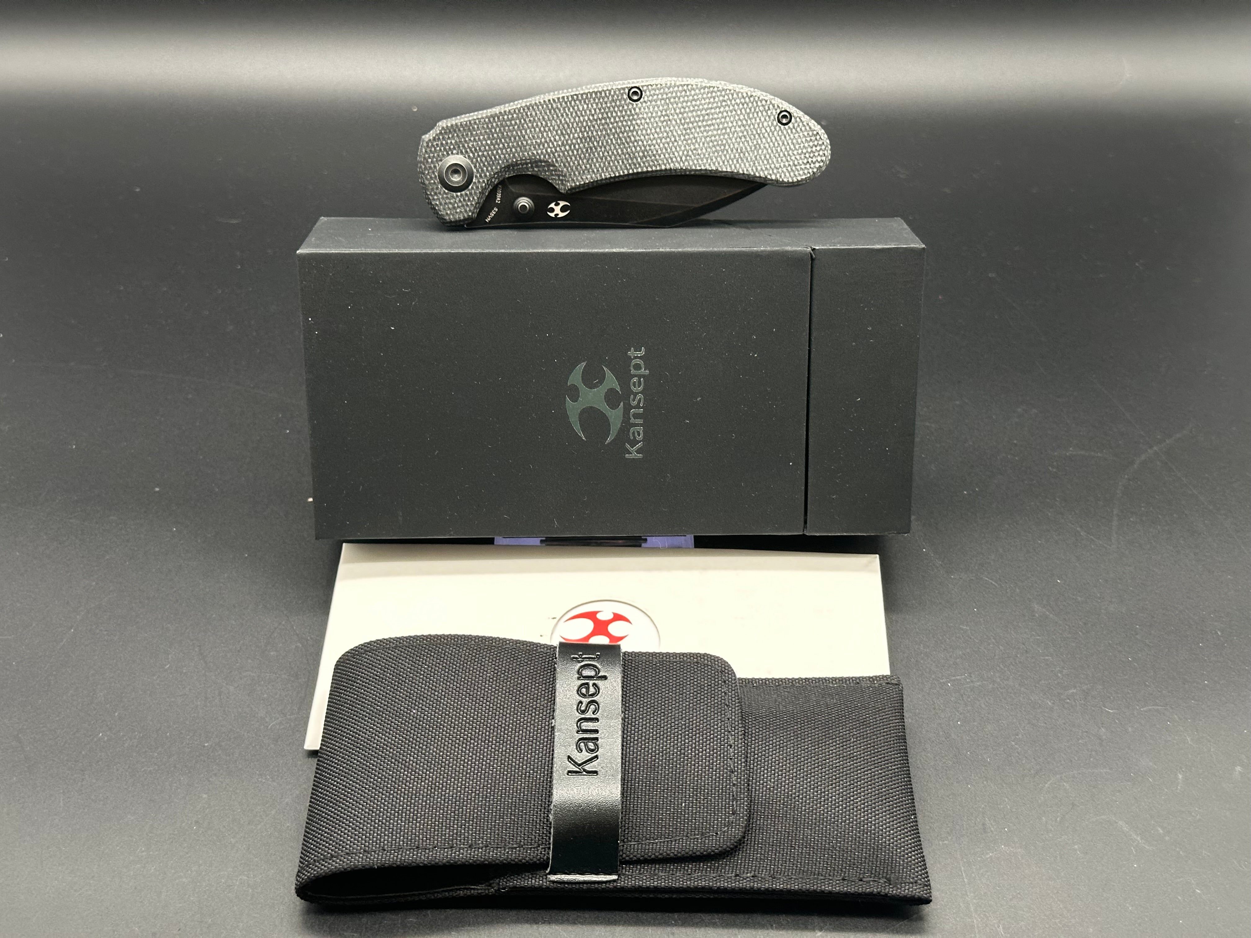 KANSEPT NESSTREET Folding Pocket Knife - Black Micarta Handle, S35VN Steel Blade, Plain Edge, Stonewash Finish (Model K1039A2) | EDC, Camping, Hiking & Outdoor Survival Tool
