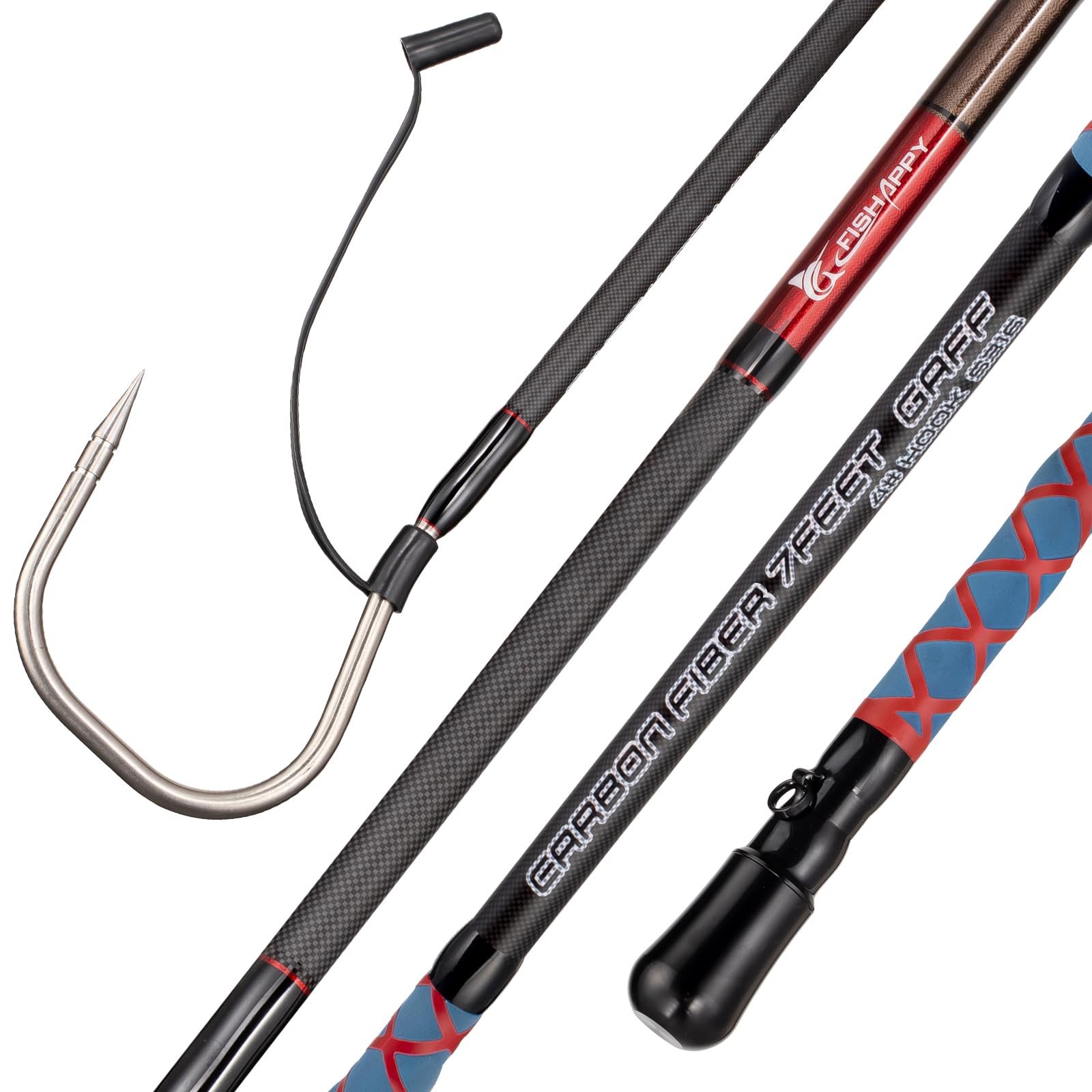 Saltwater Fishing Gaff with S316 Stainless Steel Hook & Carbon Fiber Pole - Heavy Duty Fish Landing Tool for Offshore, Deep Sea, and Boat Fishing Adventures