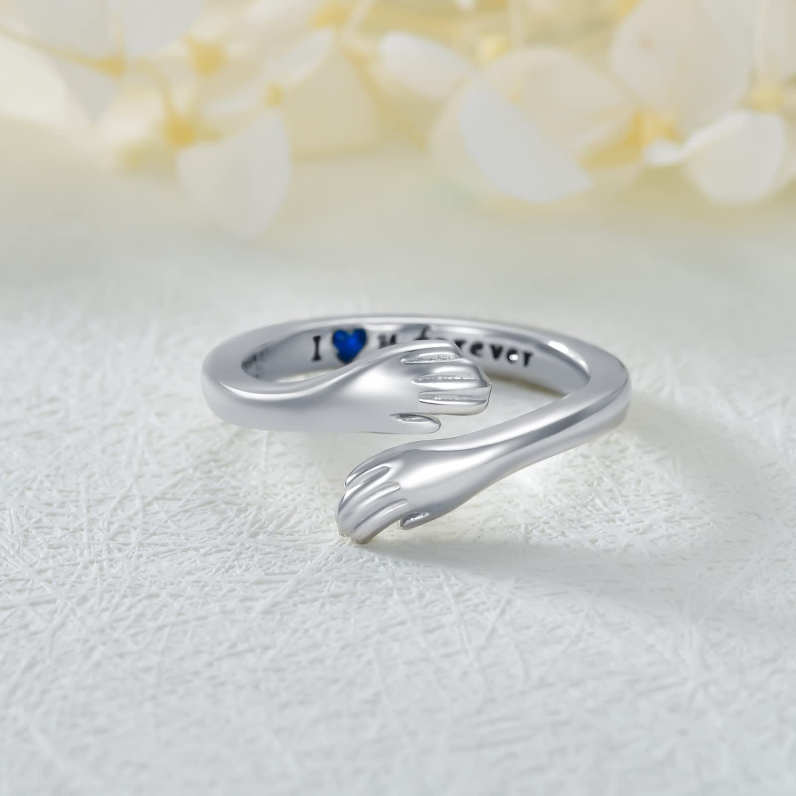 925 Sterling Silver Hug Ring - Adjustable I Love You Forever Faith Ring for Women | Inspirational Gift for Mother's Day, Birthday, Anniversary & Christmas | Perfect for Everyday Wear & Special Occasions