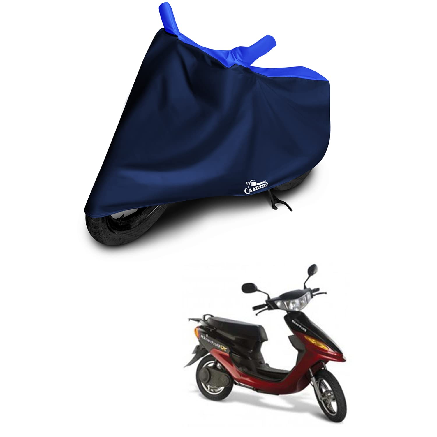 AARTRI UV Protection Dustproof Body Cover for Indus Yo Electron ER 2022 (BS-2,3,4,6) - Royal Blue Stripes | Motorcycle Accessories for Sun & Dust Protection While Riding