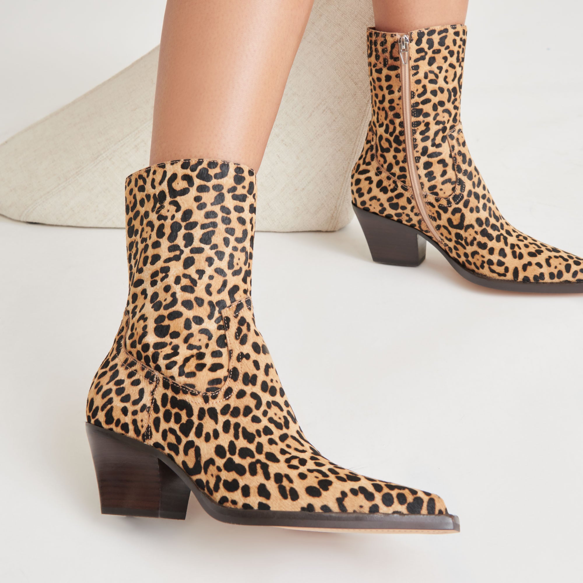 RUTGER Women's Leopard Print Calf Hair Boots - Stylish & Comfortable Winter Ankle Boots for Casual Outfits & Party Wear