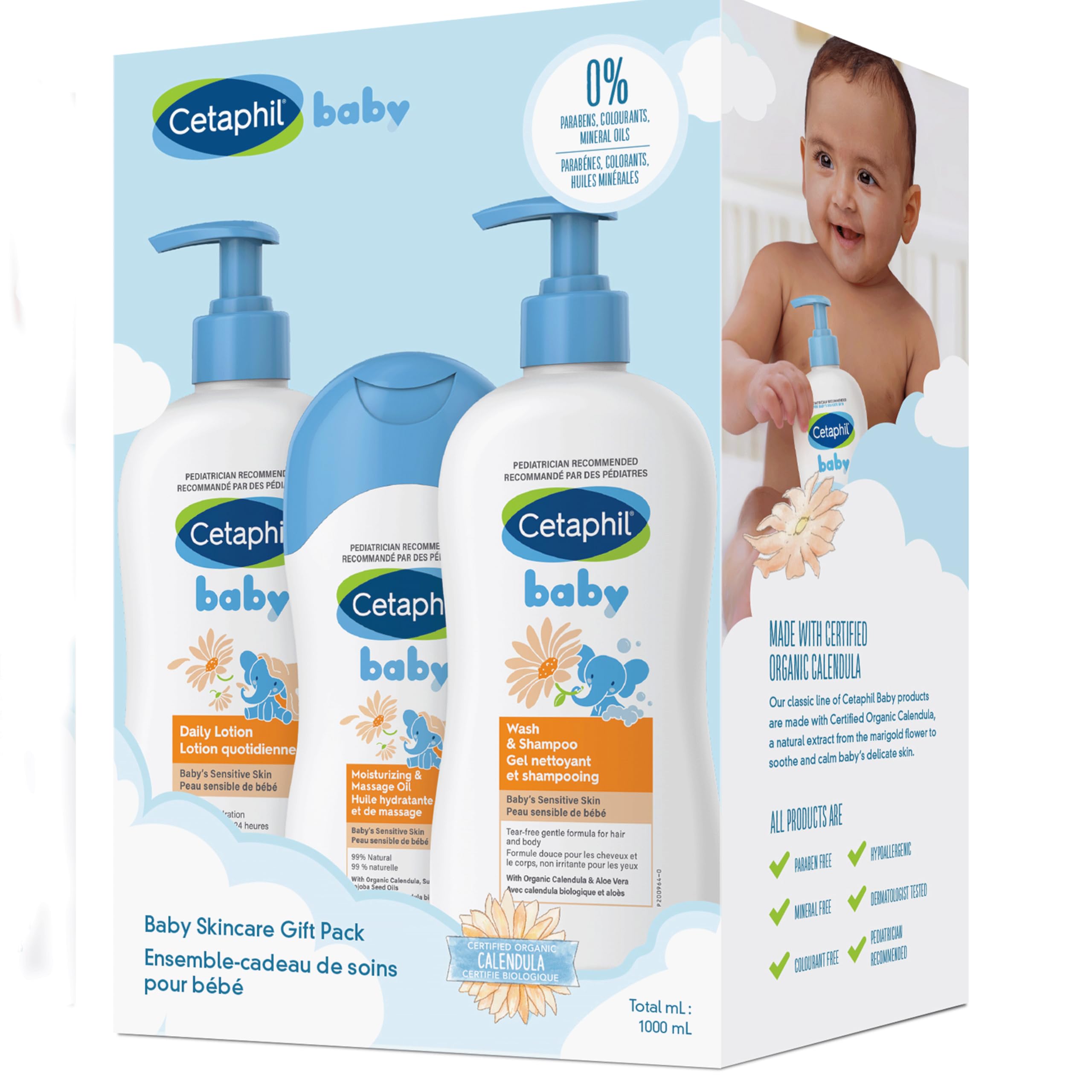 Cetaphil Baby Gift Pack - Gentle Baby Skincare Essentials Set - Fragrance-Free, Hypoallergenic, Dermatologist Recommended - 3-Piece Bundle for Newborns & Sensitive Skin - Perfect for Baby Showers & Daily Care