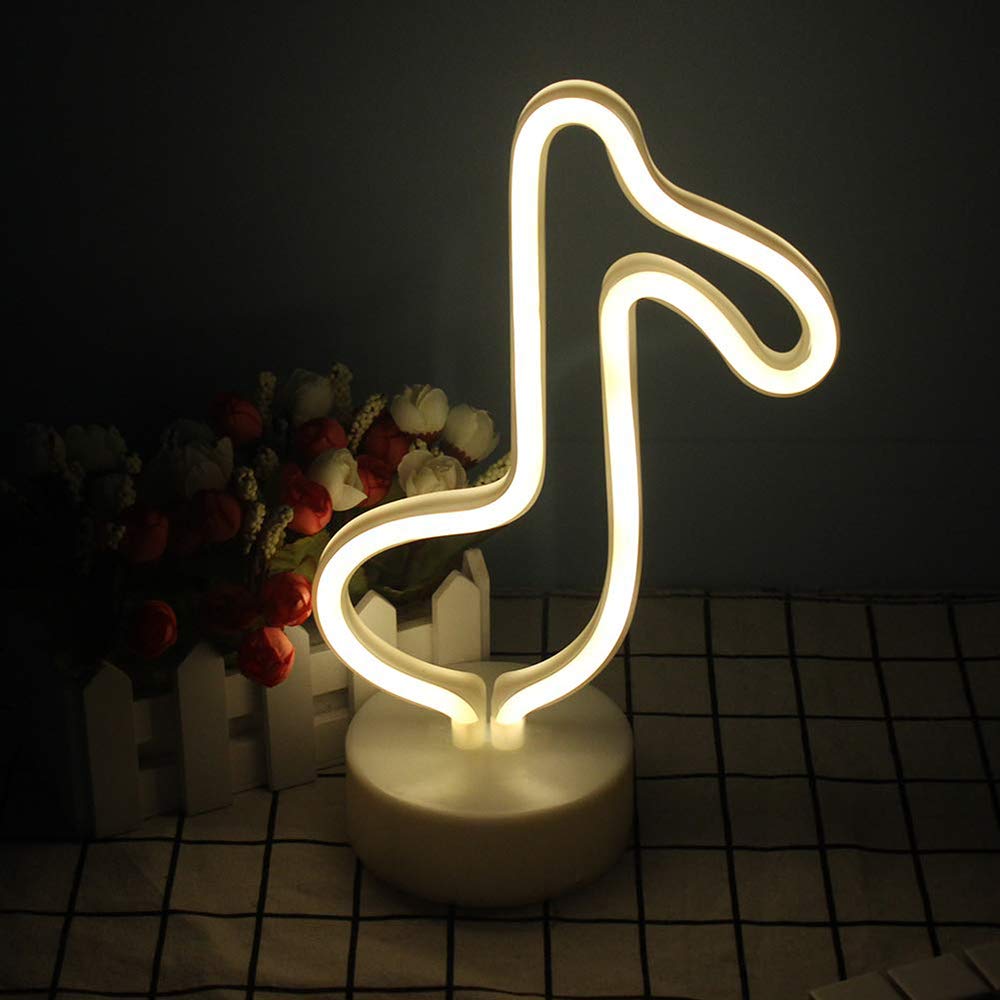 LED Music Note Neon Sign - Warm White Wall Art Light for Bedroom, Living Room, Bar & Party Decor | Perfect for Wedding, Luau, Summer Party, Kids Room & Beach House Lighting