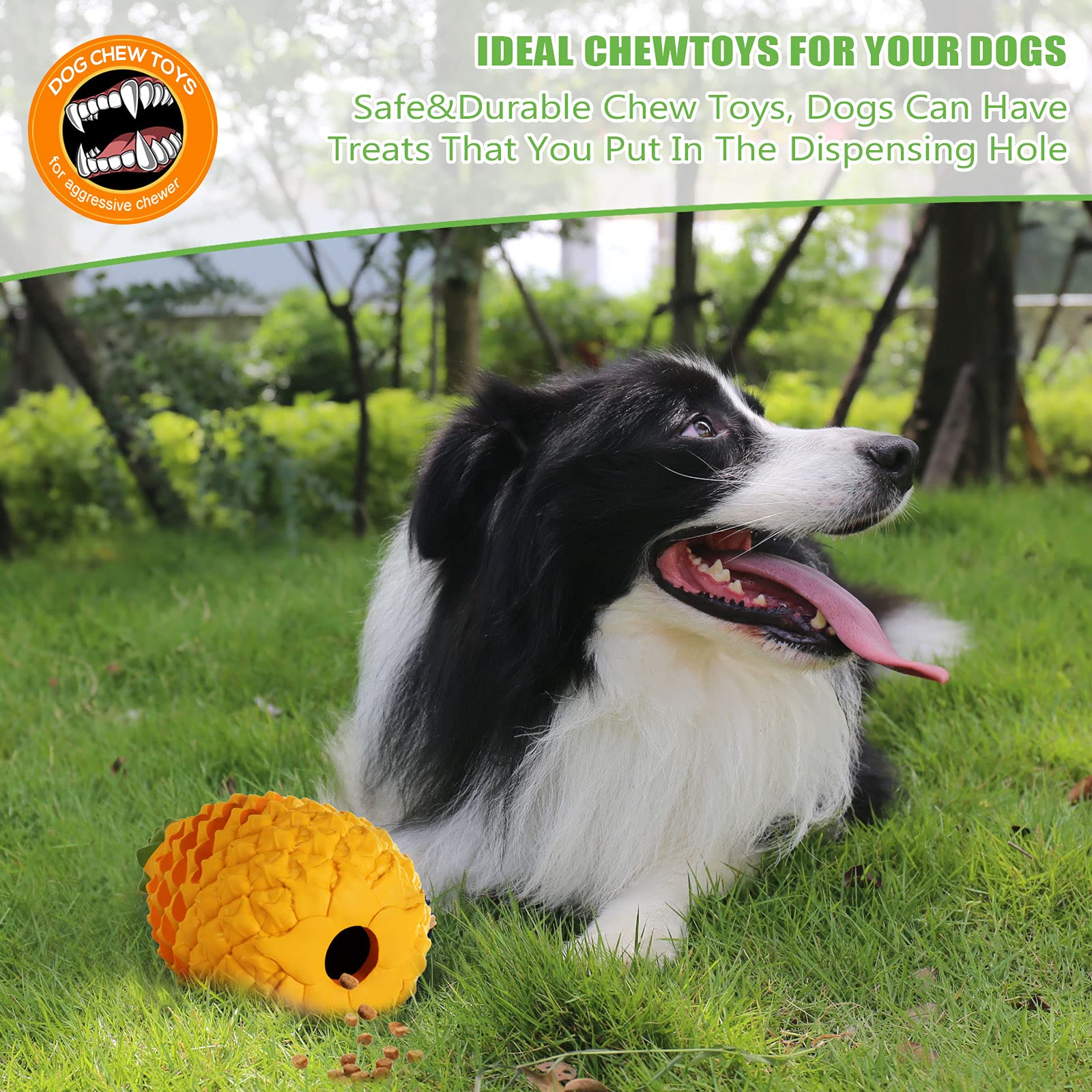 **Durable Indestructible Dog Chew Toys for Aggressive Chewers – Large & Medium Breed Tough Pineapple-Shaped Dental Cleaning & Treat Dispensing Toy – Perfect for Playtime & Teeth Cleaning**