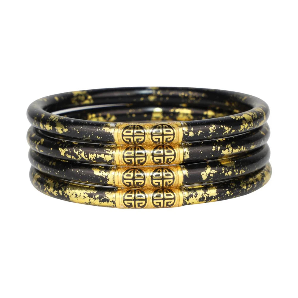 BuDhaGirl KOI Noir All Weather Bangles Set of 4 - Stylish Waterproof Bracelets for Yoga, Travel & Everyday Wear