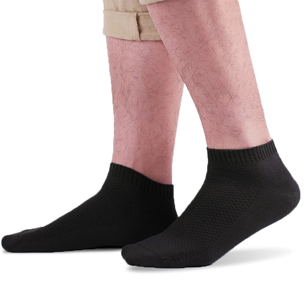 100% Cotton Men's Ankle Socks - Low Cut Running Socks for Size 6-9 (7 Pairs) - Breathable & Comfortable for Sports, Gym & Daily Wear